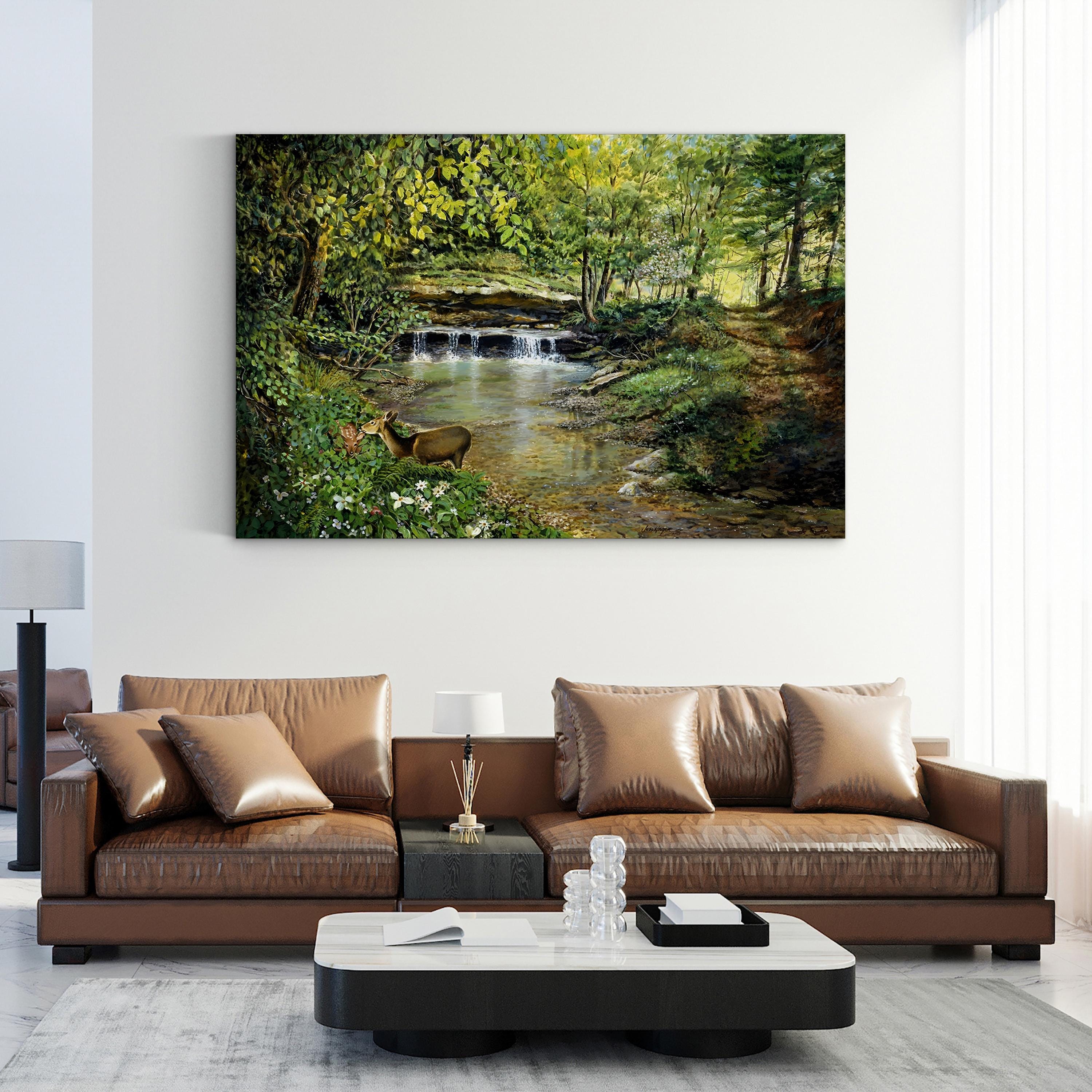 Serene Landscape with Deer Wall Art by Jess Hager