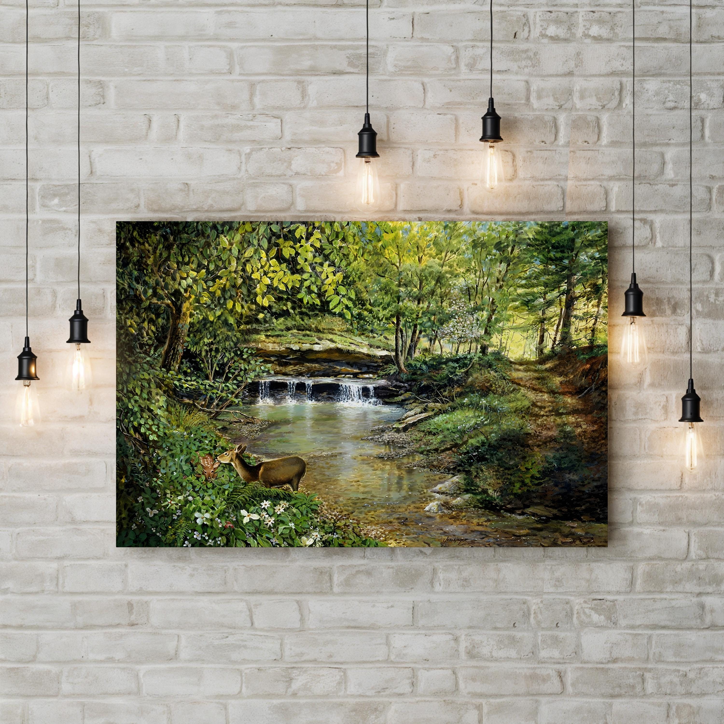 Serene Landscape with Deer Wall Art by Jess Hager