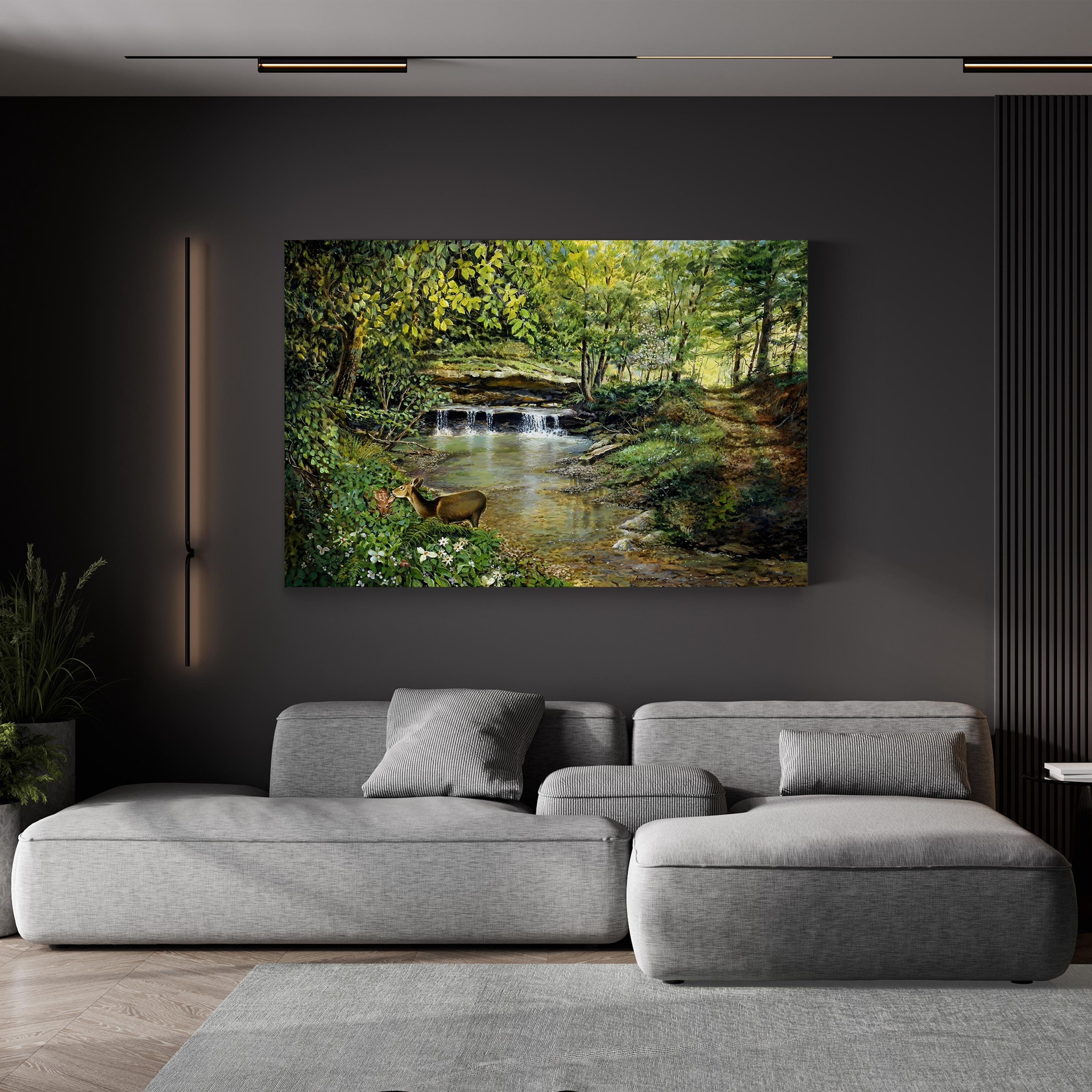 Serene Landscape with Deer Wall Art by Jess Hager