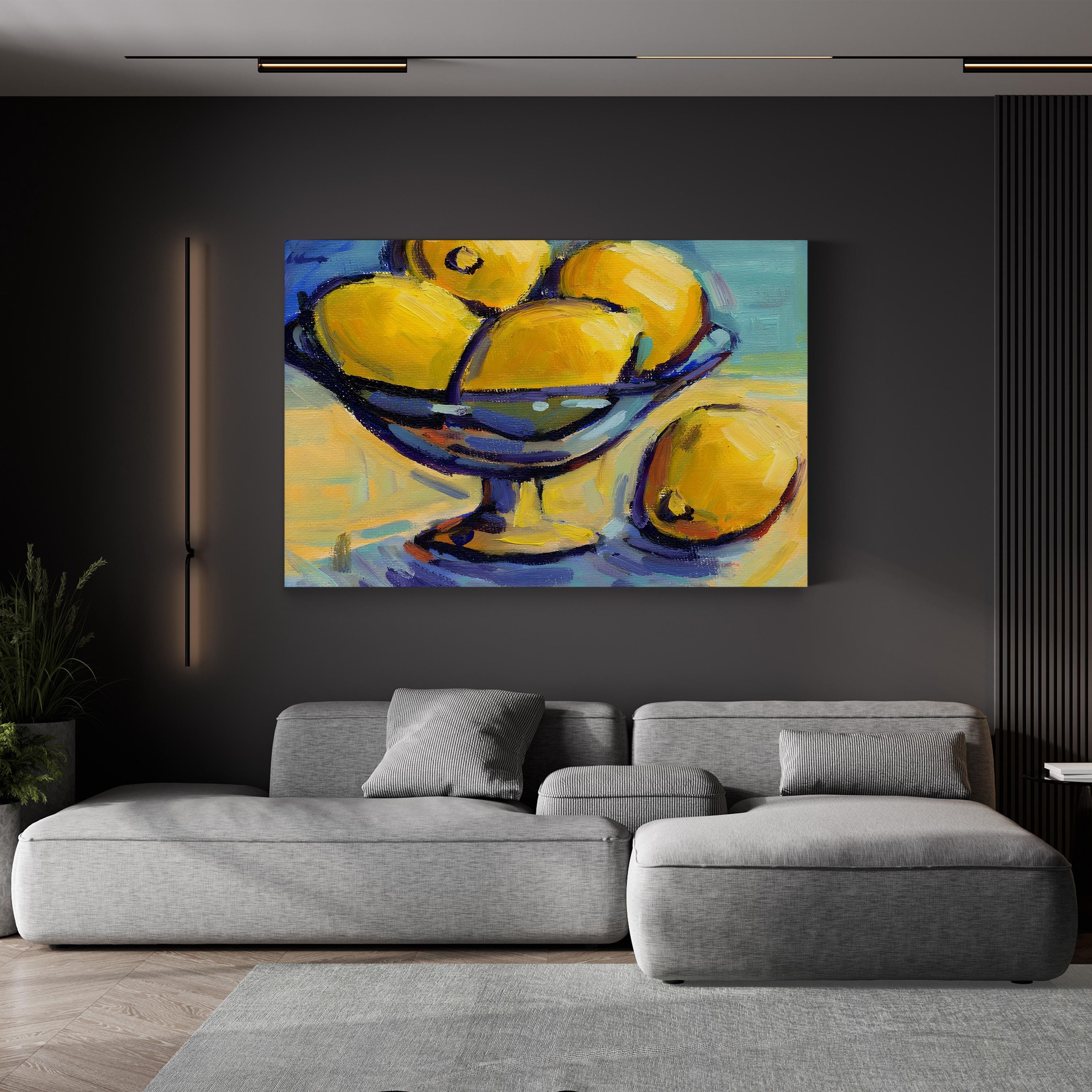Lemons 2 Wall Art by Konnie Kim | Contemporary Abstract Citrus Painting