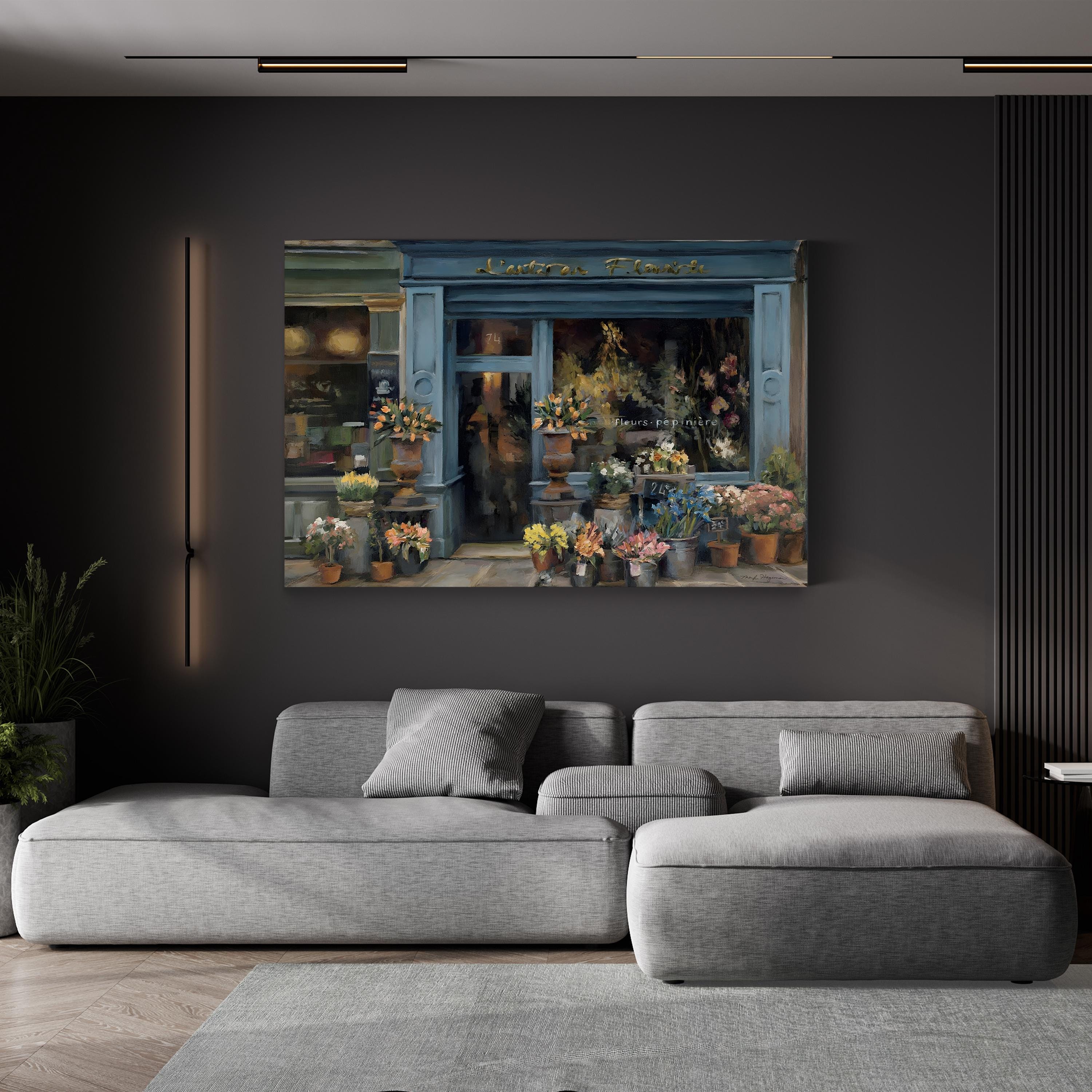 L’Artisan Fleuriste Wall Art by Marilyn Hageman | Contemporary French Flower Shop Painting