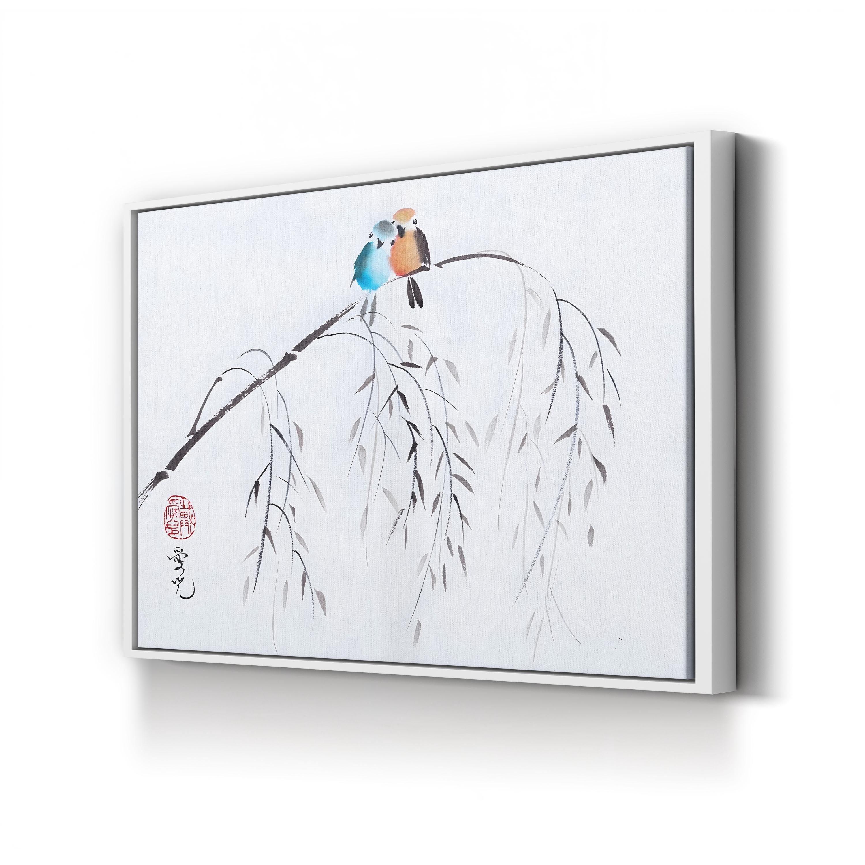 Watercolor Love Birds – Period Illustration Wall Art | Romantic Canvas Print
