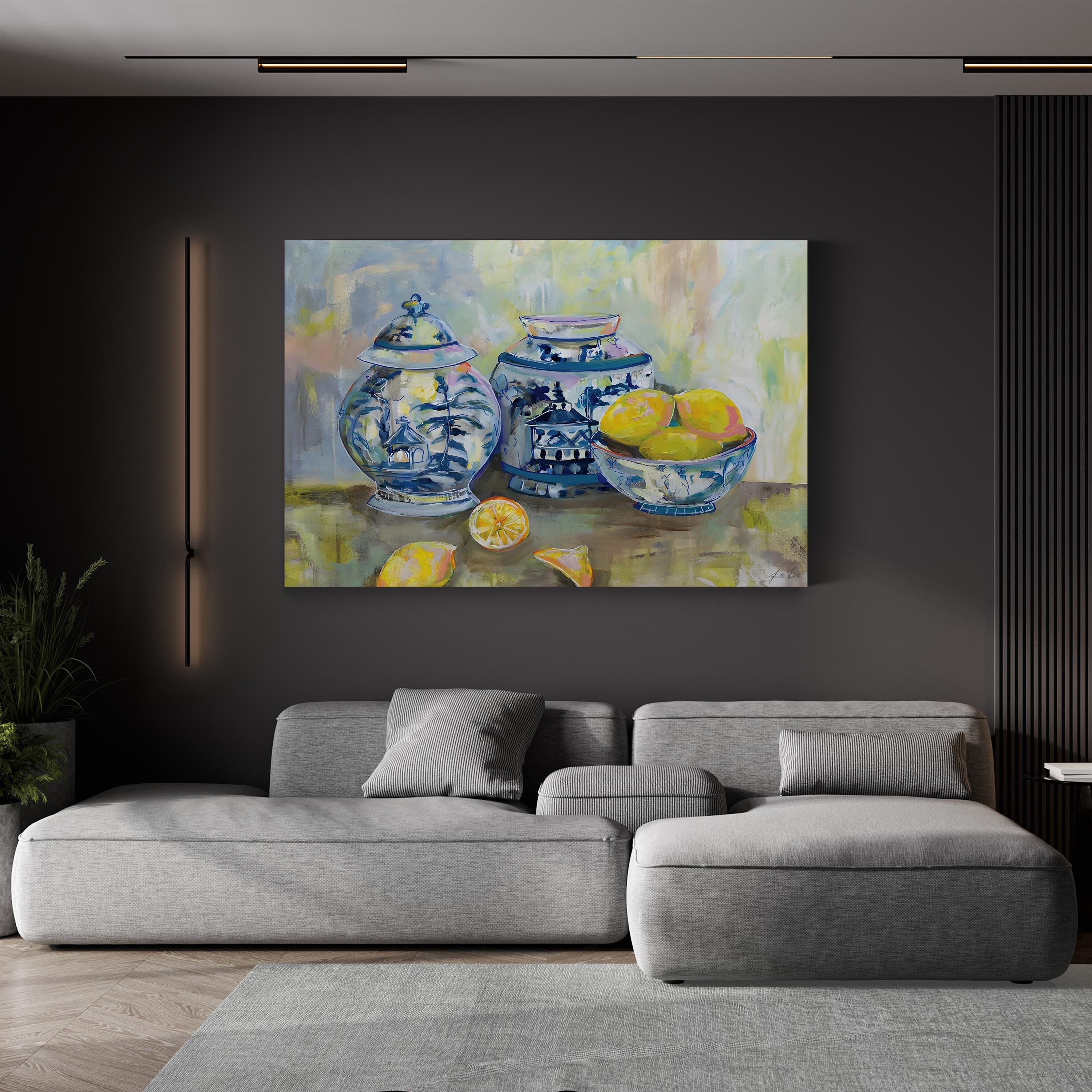 Lemon Life Wall Art by Jeanette Vertentes | Vibrant Citrus Still Life Canvas