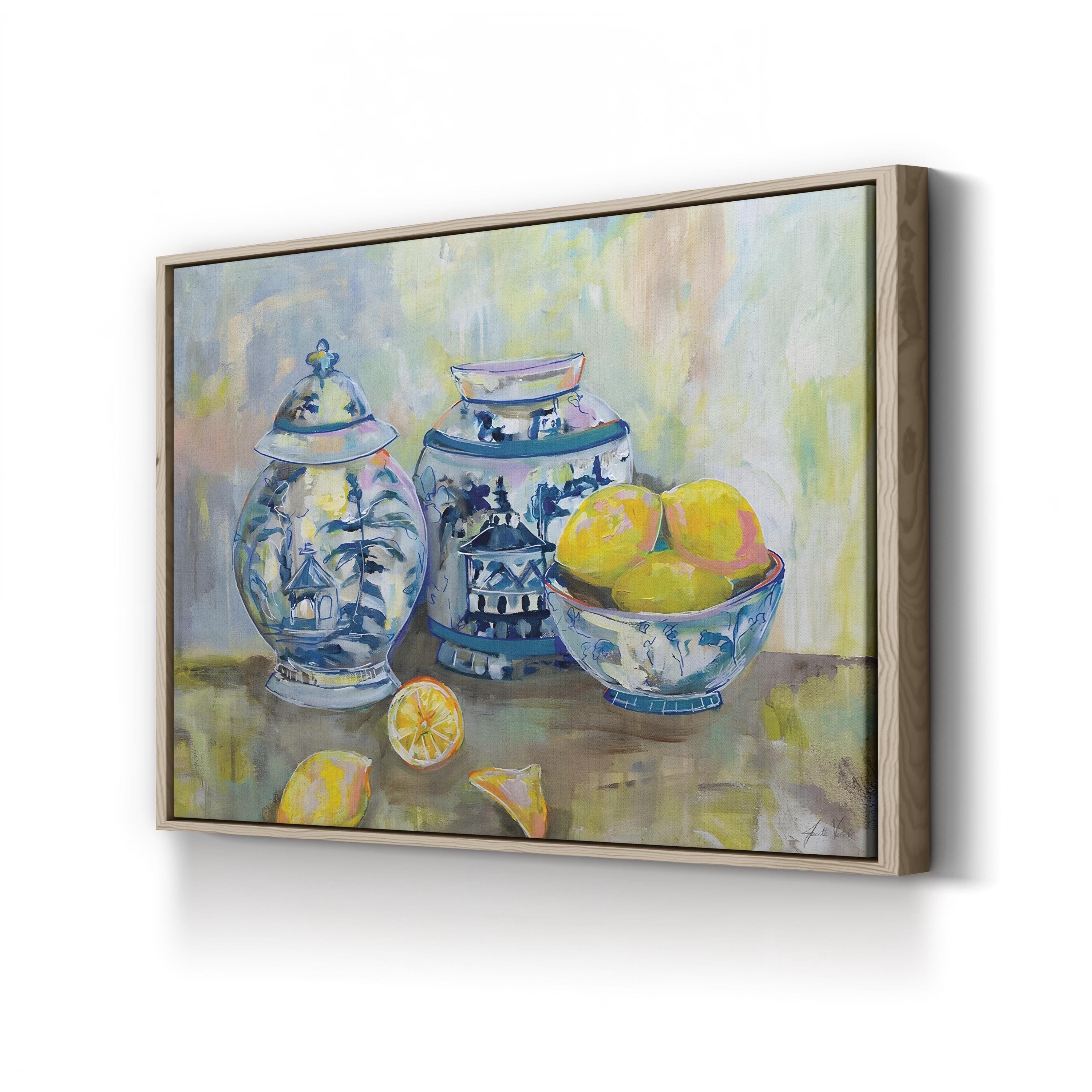 Lemon Life Wall Art by Jeanette Vertentes | Vibrant Citrus Still Life Canvas