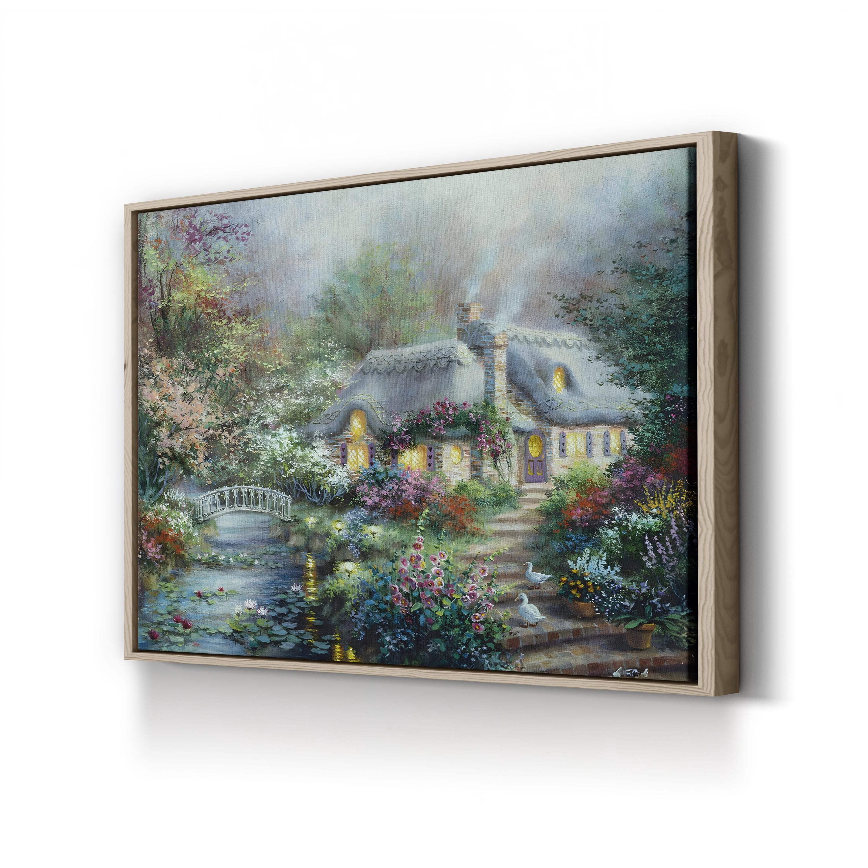 Little River Cottage by Nicky Boehme canvas print in Oak Framed Canvas