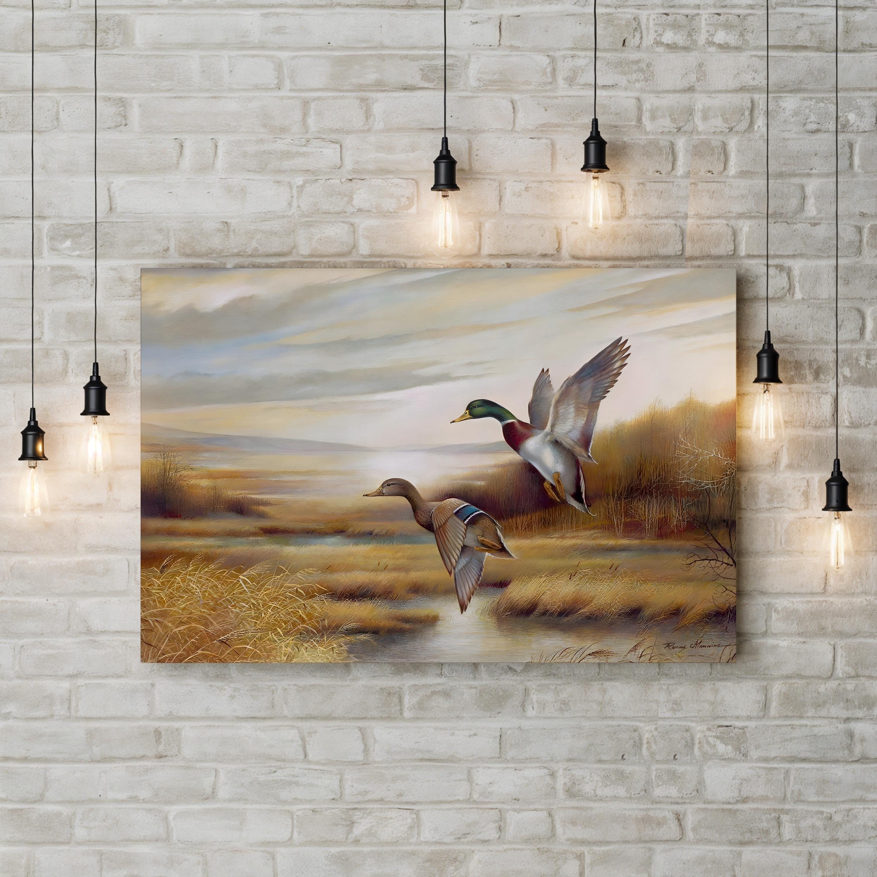 Mallards Wall Art by Ruane Manning – Contemporary Wildlife Landscape Canvas