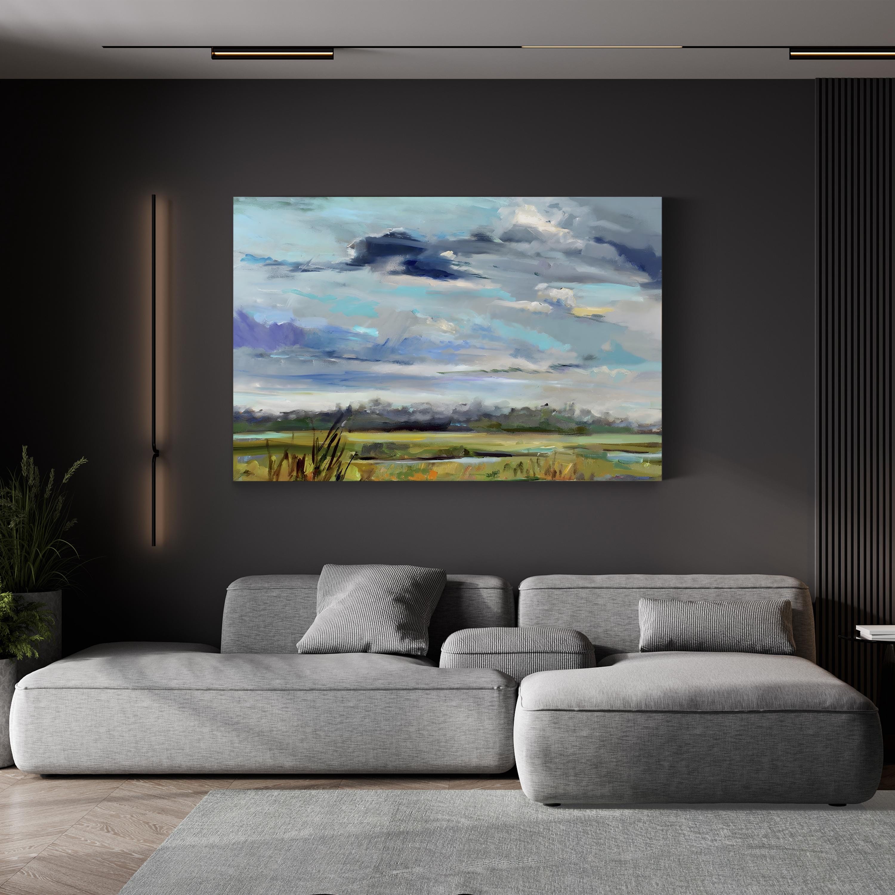 Marsh Skies Wall Art by Carol Hallock – Contemporary Marshland Landscape Canvas