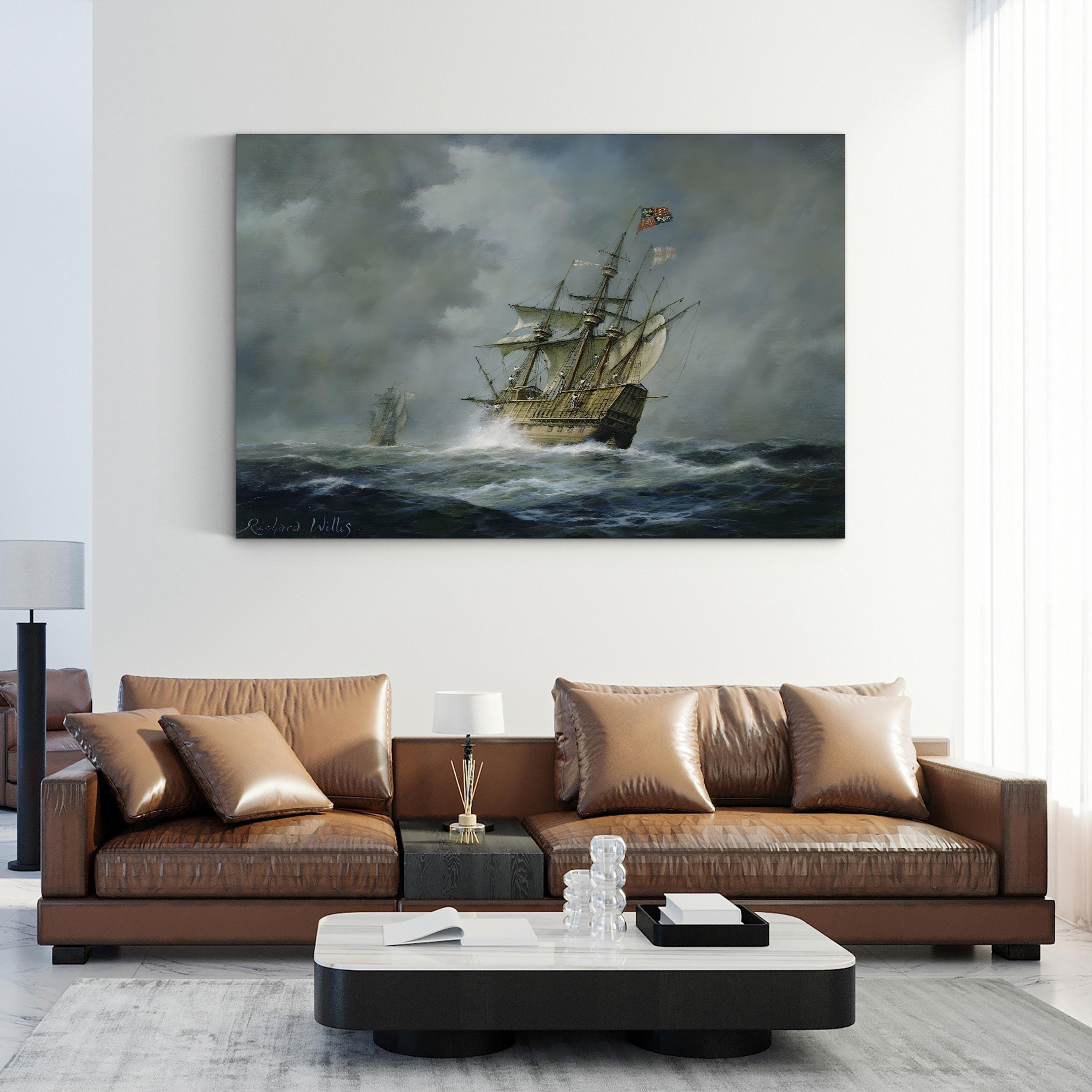 Mary Rose Ship Wall Art by Richard Willis – Stormy Naval Seascape Canvas