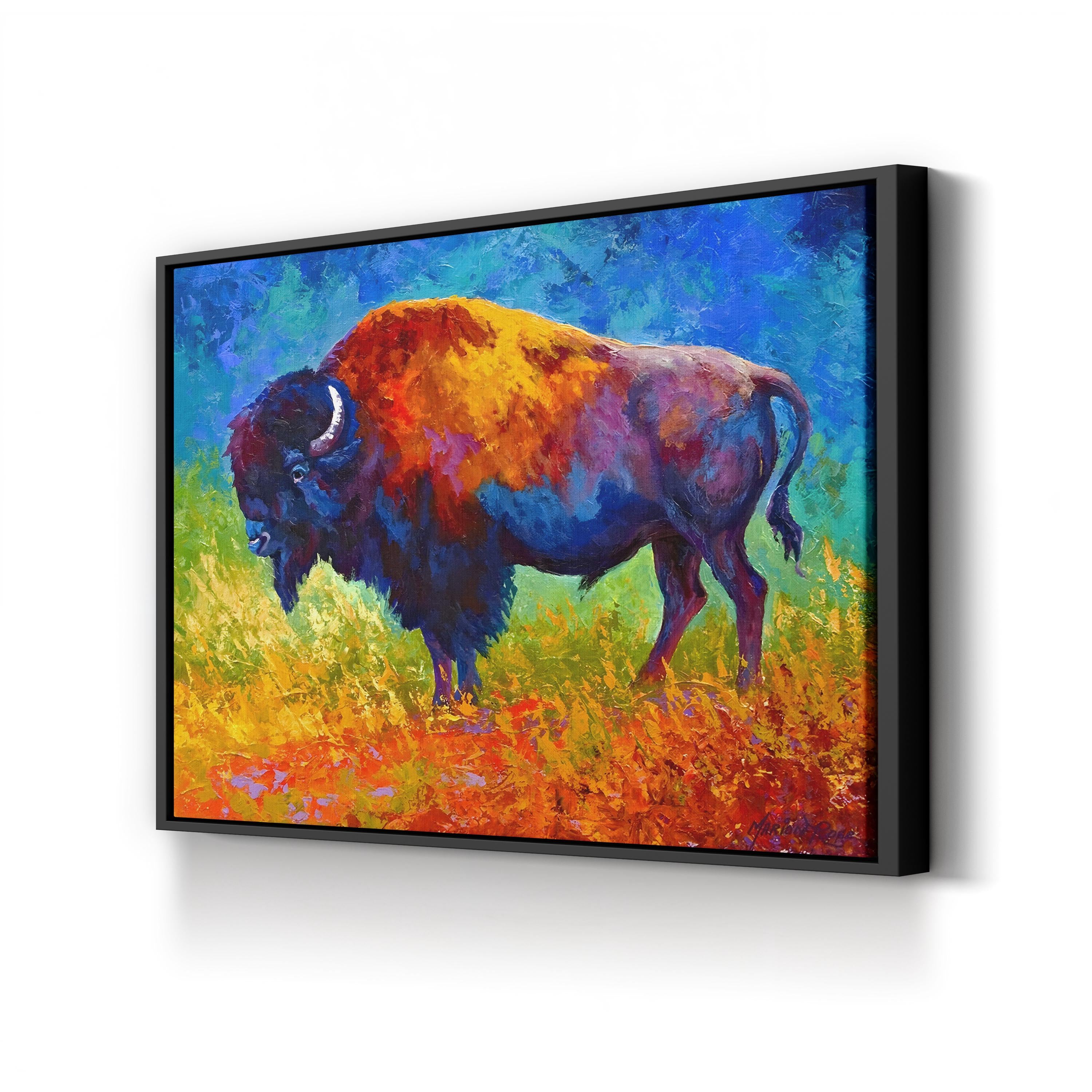 Master Bison Wall Art by Marion Rose | Contemporary Colorful Wildlife Canvas