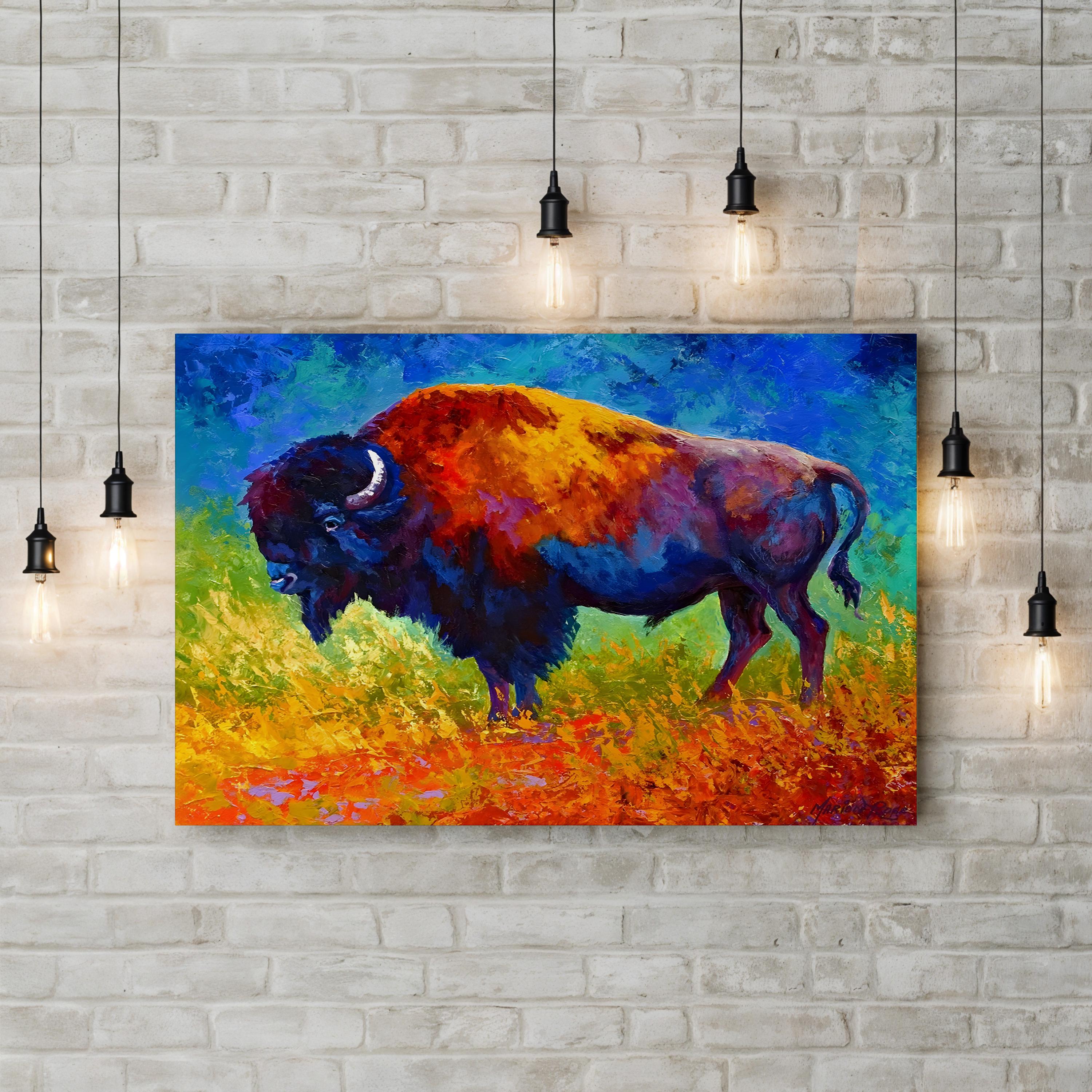 Master Bison Wall Art by Marion Rose | Contemporary Colorful Wildlife Canvas