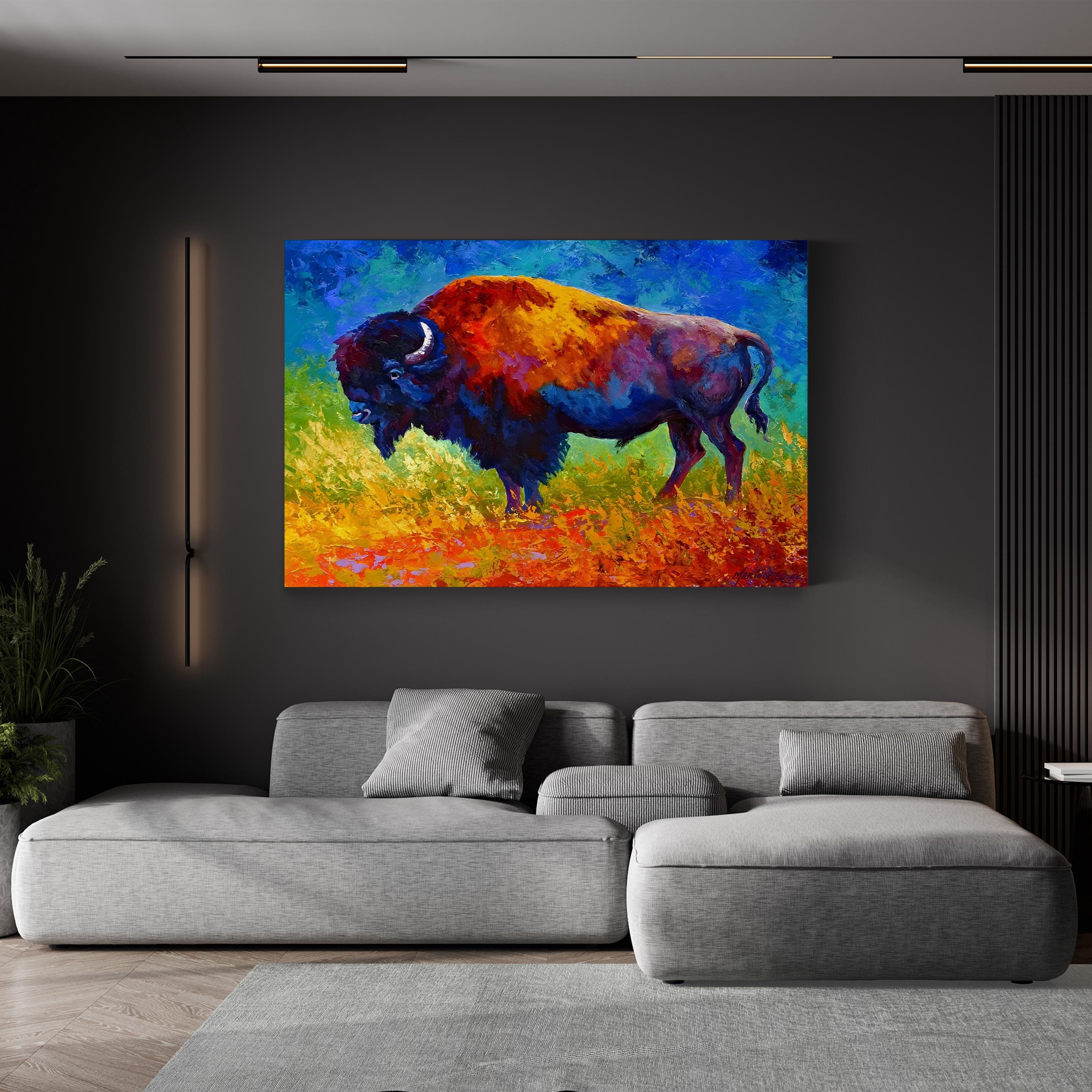 Master Bison Wall Art by Marion Rose | Contemporary Colorful Wildlife Canvas