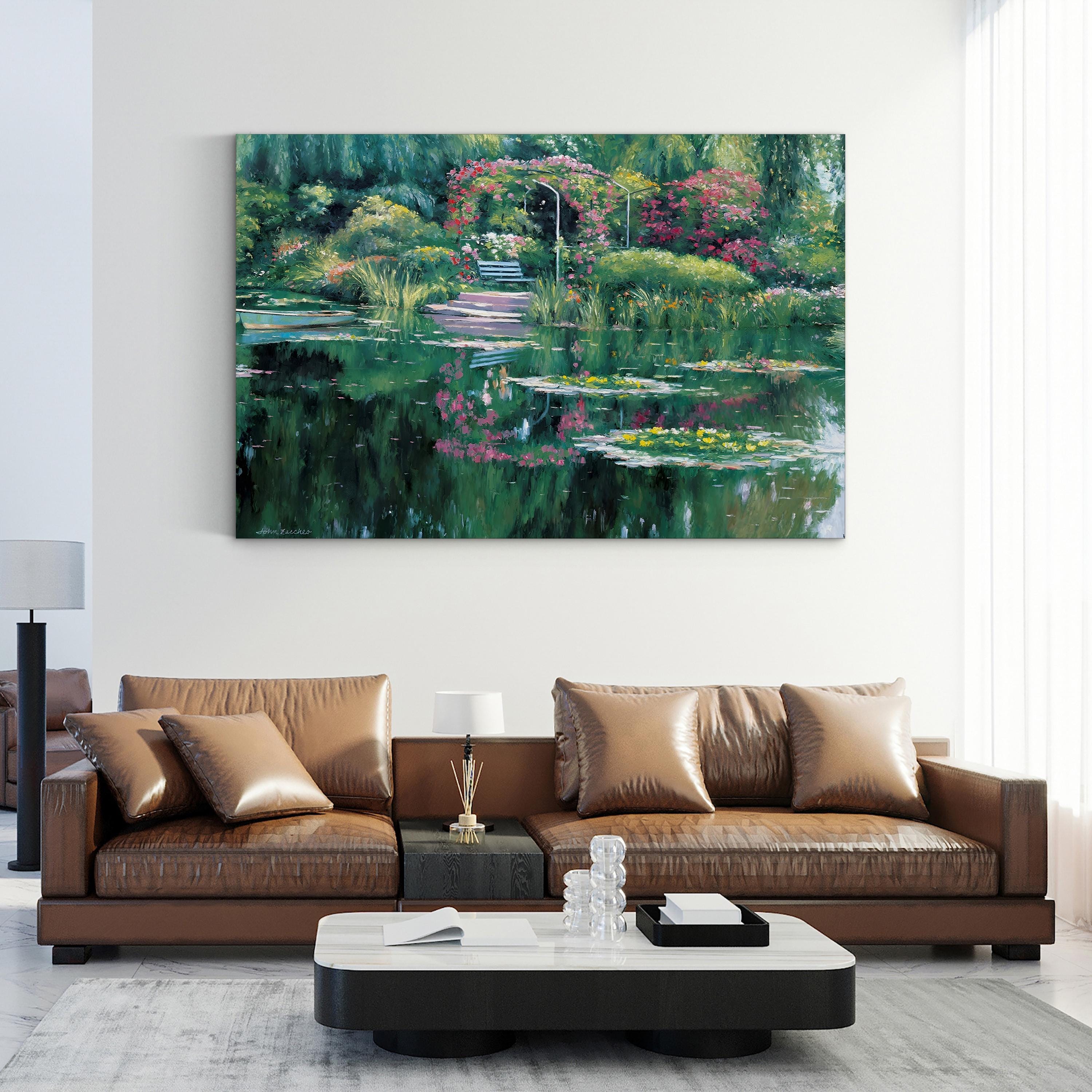 Monet’s Garden Floral Pond – John Zaccheo Wall Art | Contemporary Landscape Canvas Print