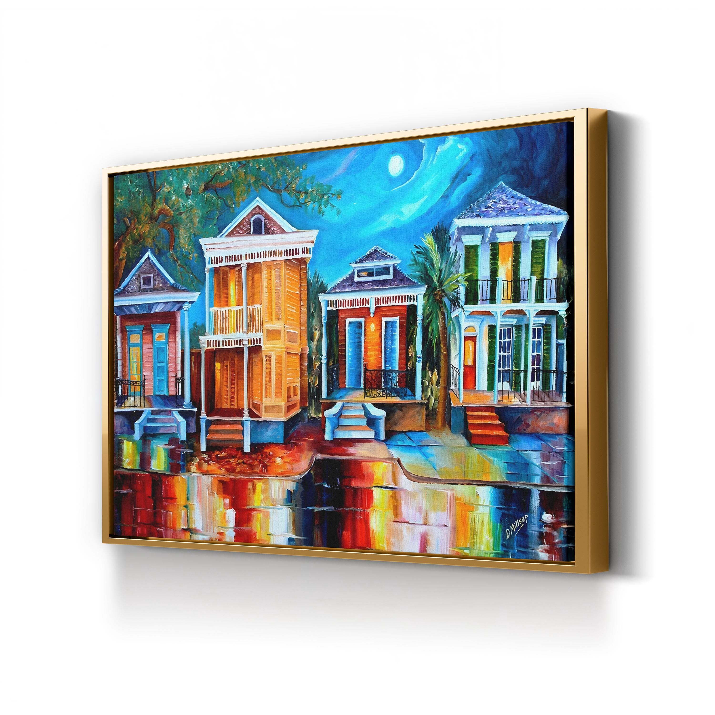Moon Over New Orleans | Contemporary French Quarter Night Scene Wall Art