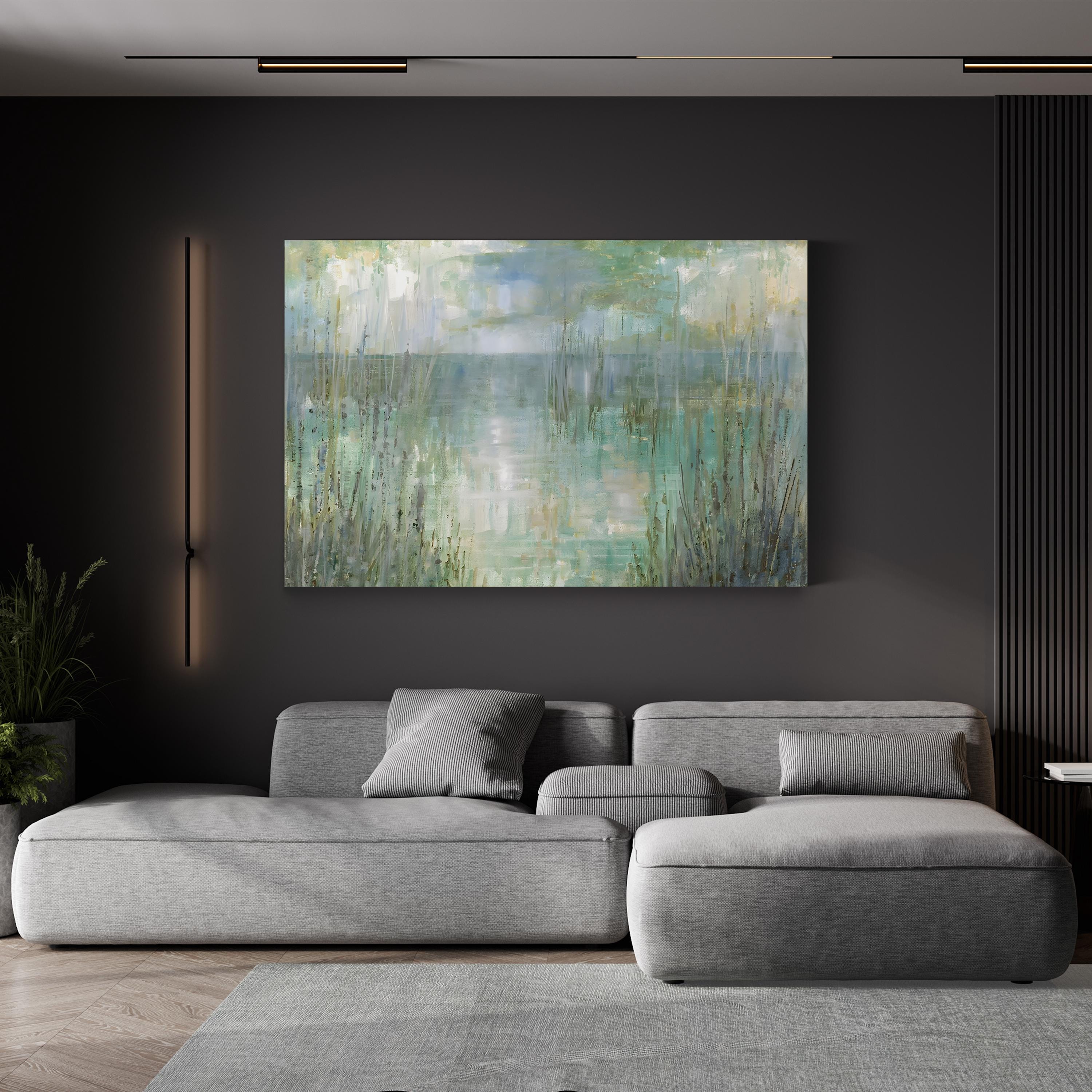 Morning Reflection Canvas Art – Abstract Coastal Landscape by Ruane Manning