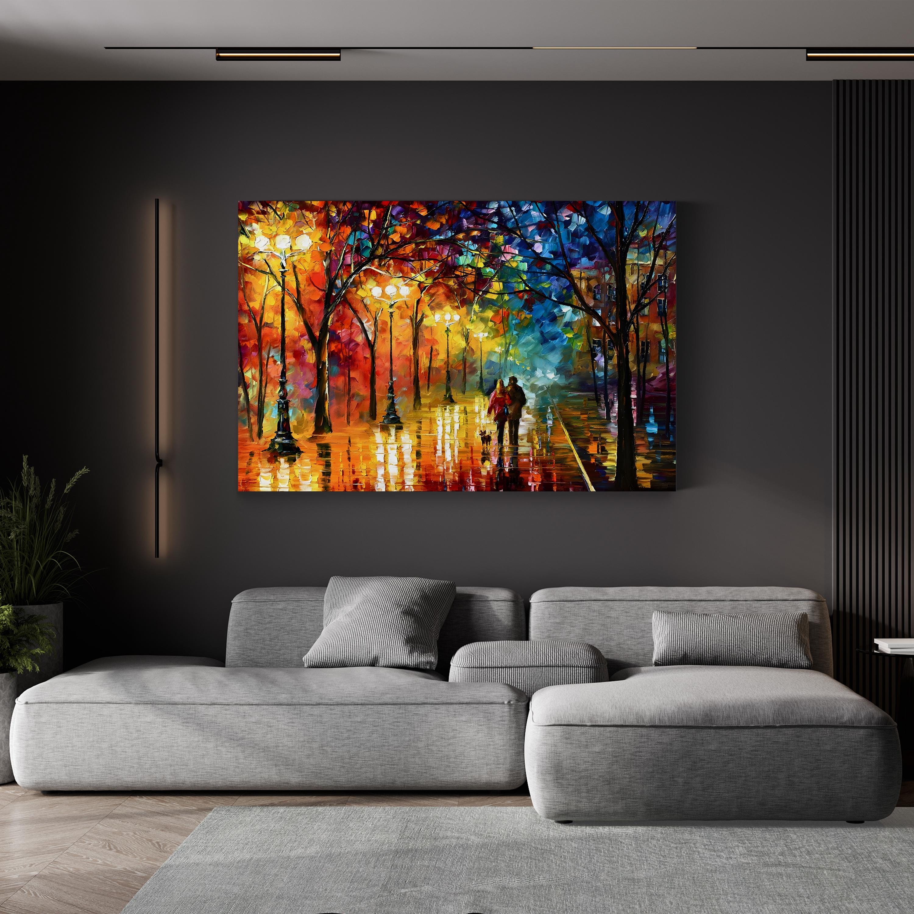 Night Fantasy – Colorful Impressionist Cityscape Wall Art by Leonid Afremov