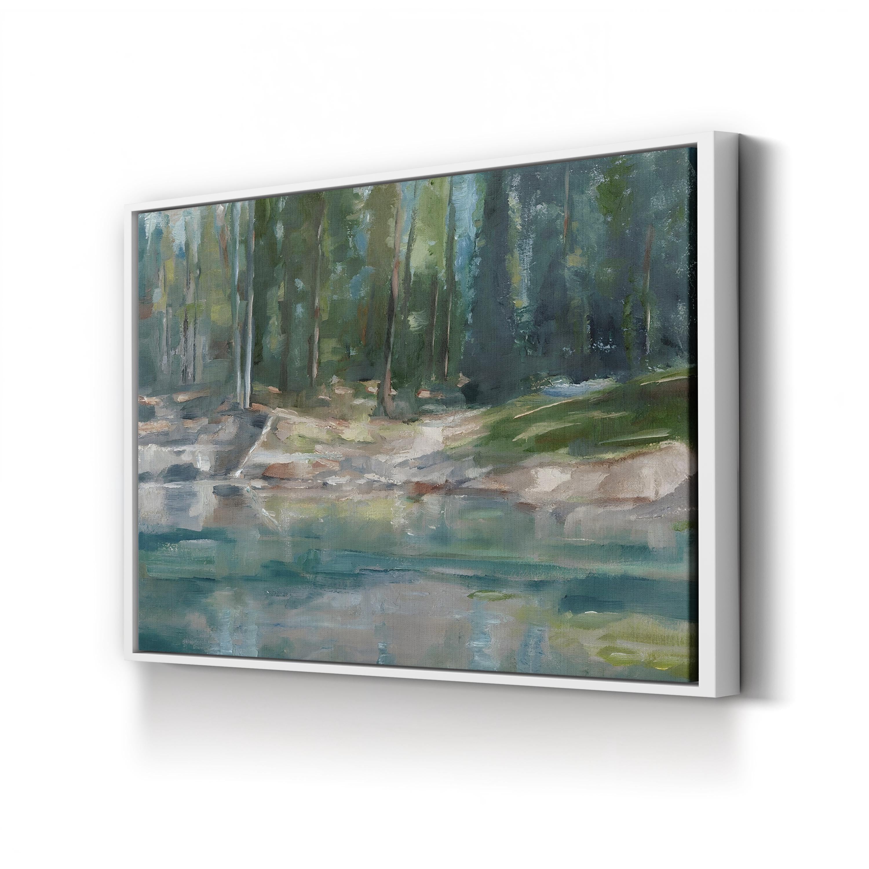 Northwestern Lake II – Framed Contemporary Lake Landscape Canvas Art by Ethan Harper