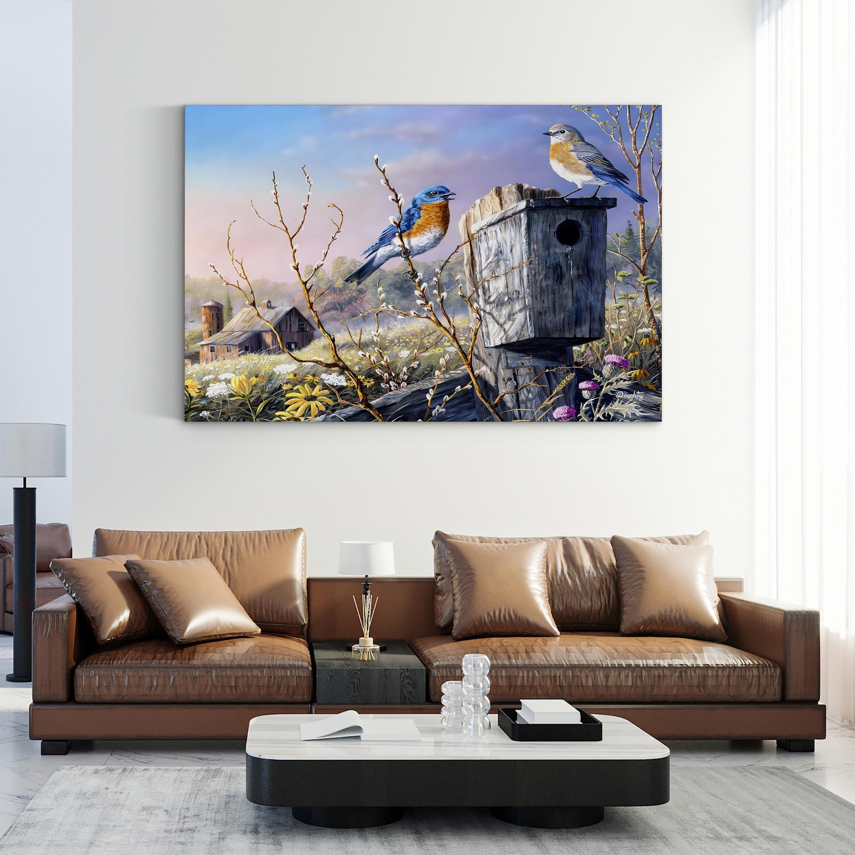 Old Homestead Bluebirds Wall Art by Terry Doughty