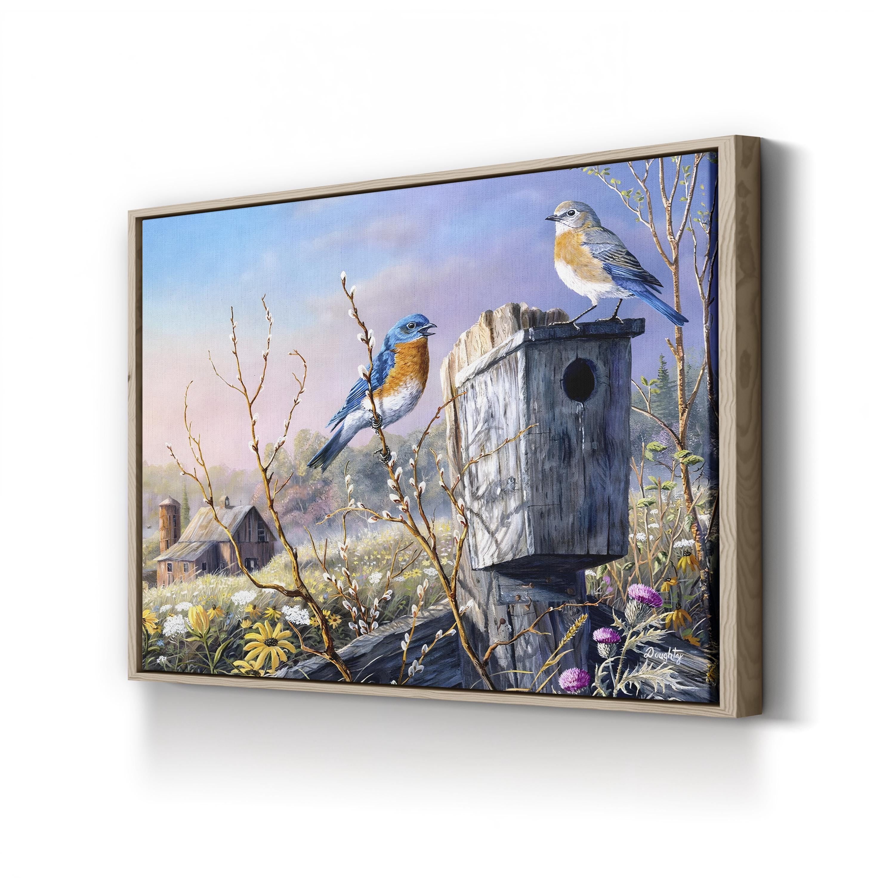 Old Homestead Bluebirds Wall Art by Terry Doughty