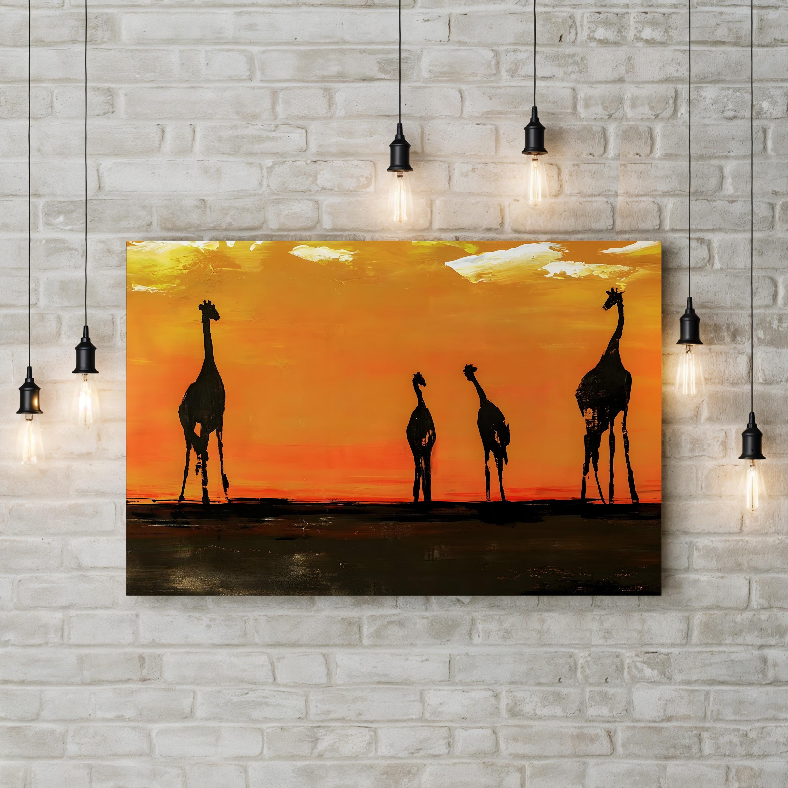 On the Mains Canvas Art Print by Sydney Edmunds | Giraffe Sunset Wildlife Wall Decor