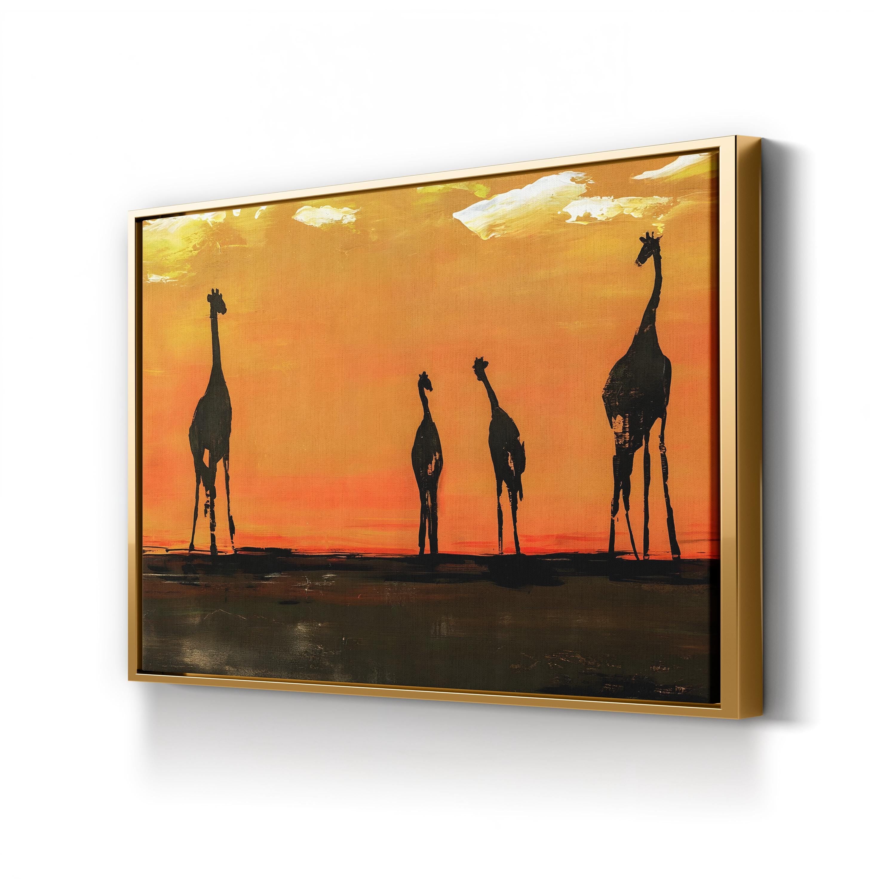 On the Mains Canvas Art Print by Sydney Edmunds | Giraffe Sunset Wildlife Wall Decor