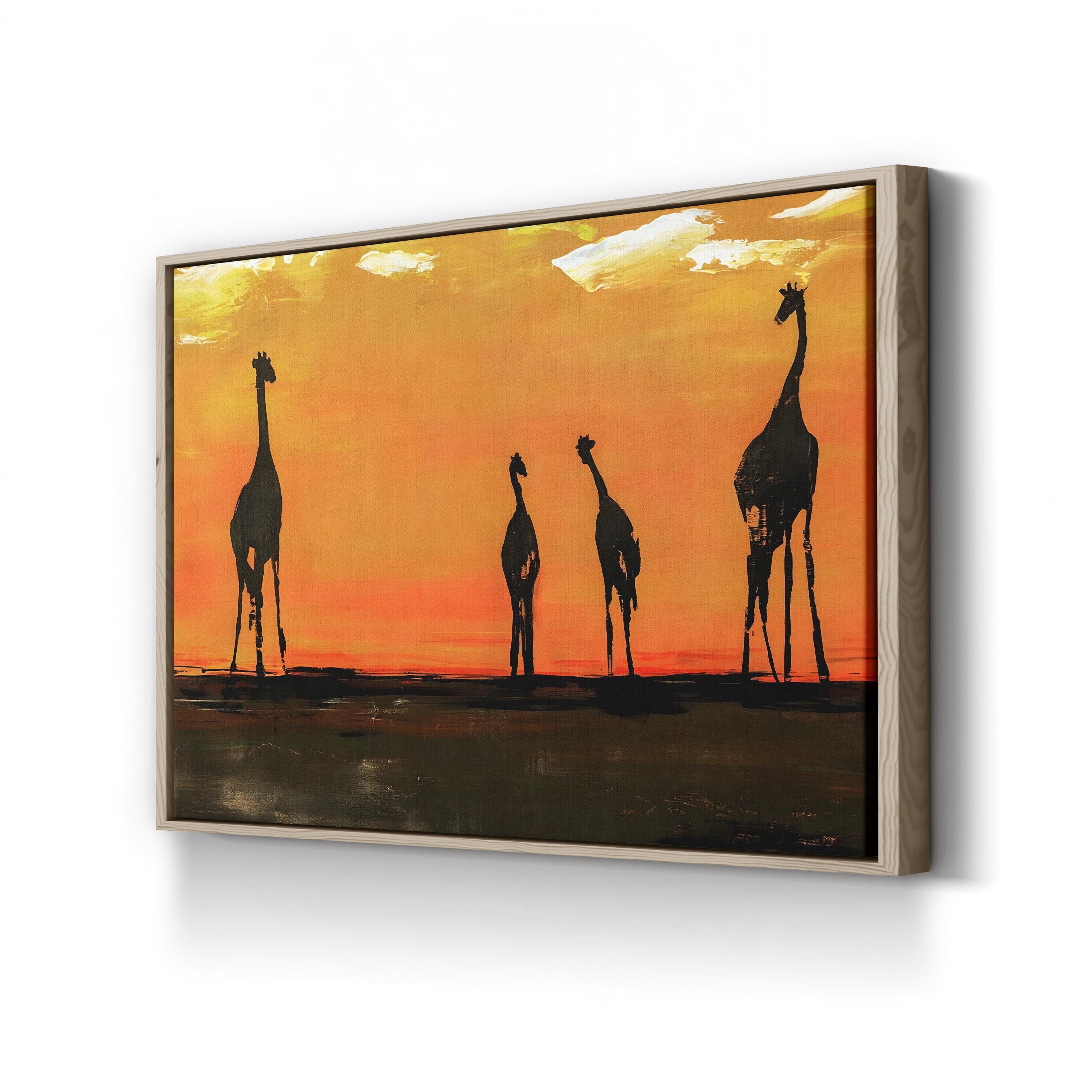 On the Mains Canvas Art Print by Sydney Edmunds | Giraffe Sunset Wildlife Wall Decor