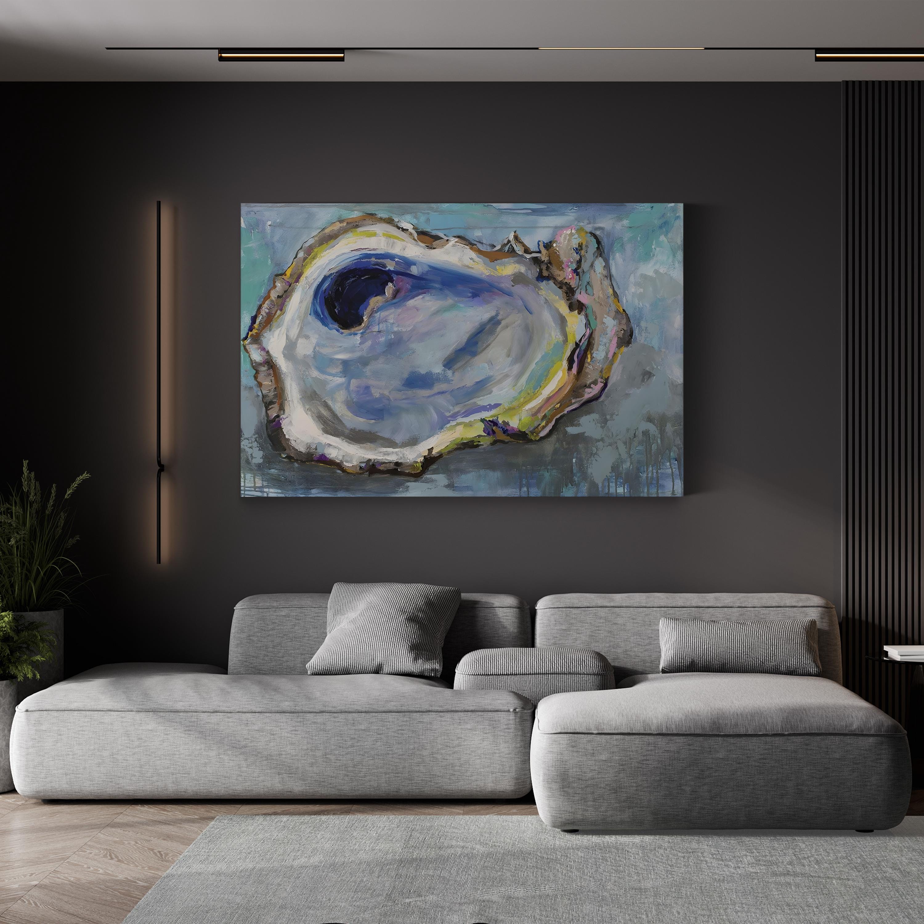 Oyster Two Wall Art by Jeanette Vertentes – Contemporary Abstract Coastal Painting Print