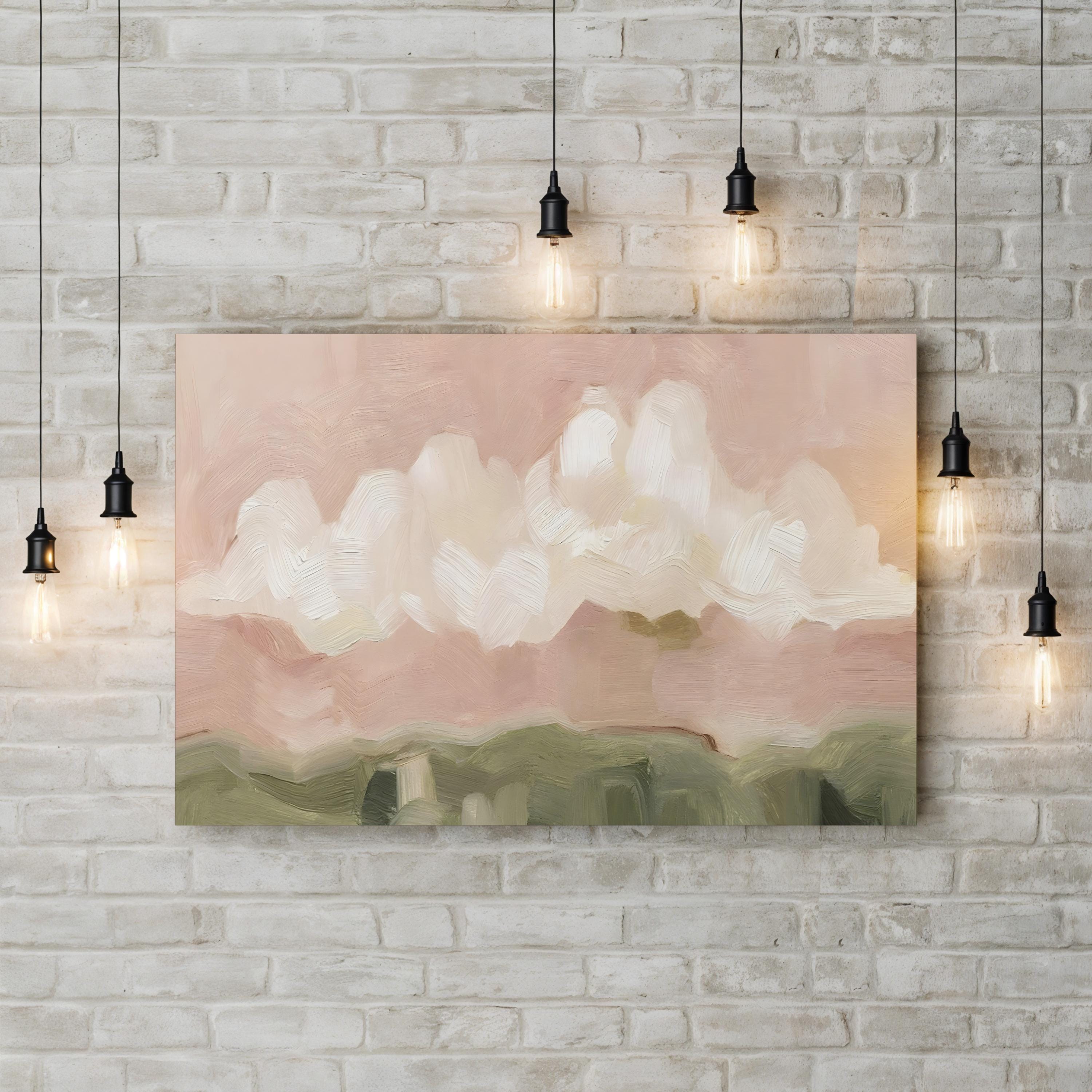 Pink Haze Sunset II Wall Art – Contemporary Textured Landscape by Emma Scarvey