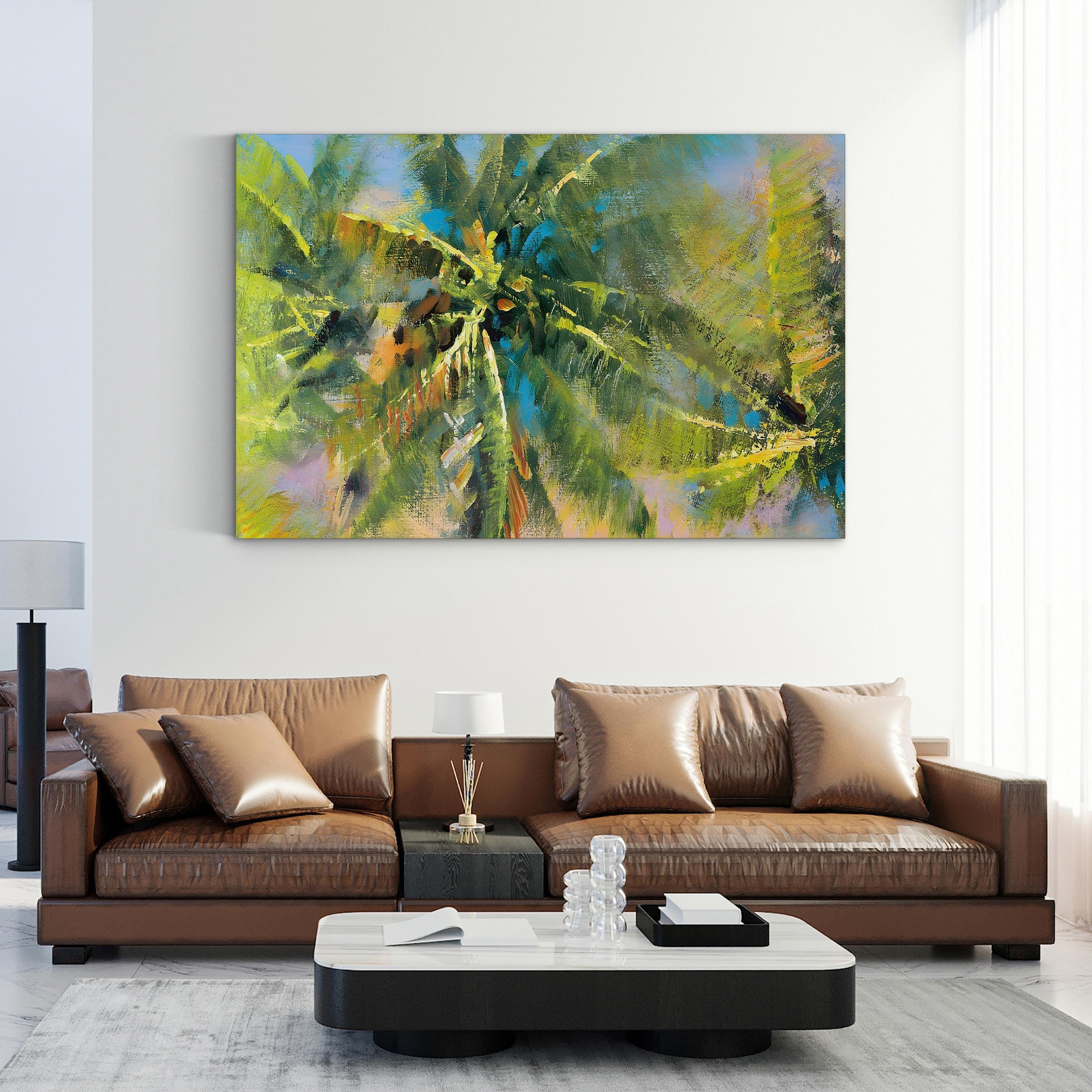 Tropical Palm Fronds Canvas Print: Vibrant Abstract Coastal Wall Art