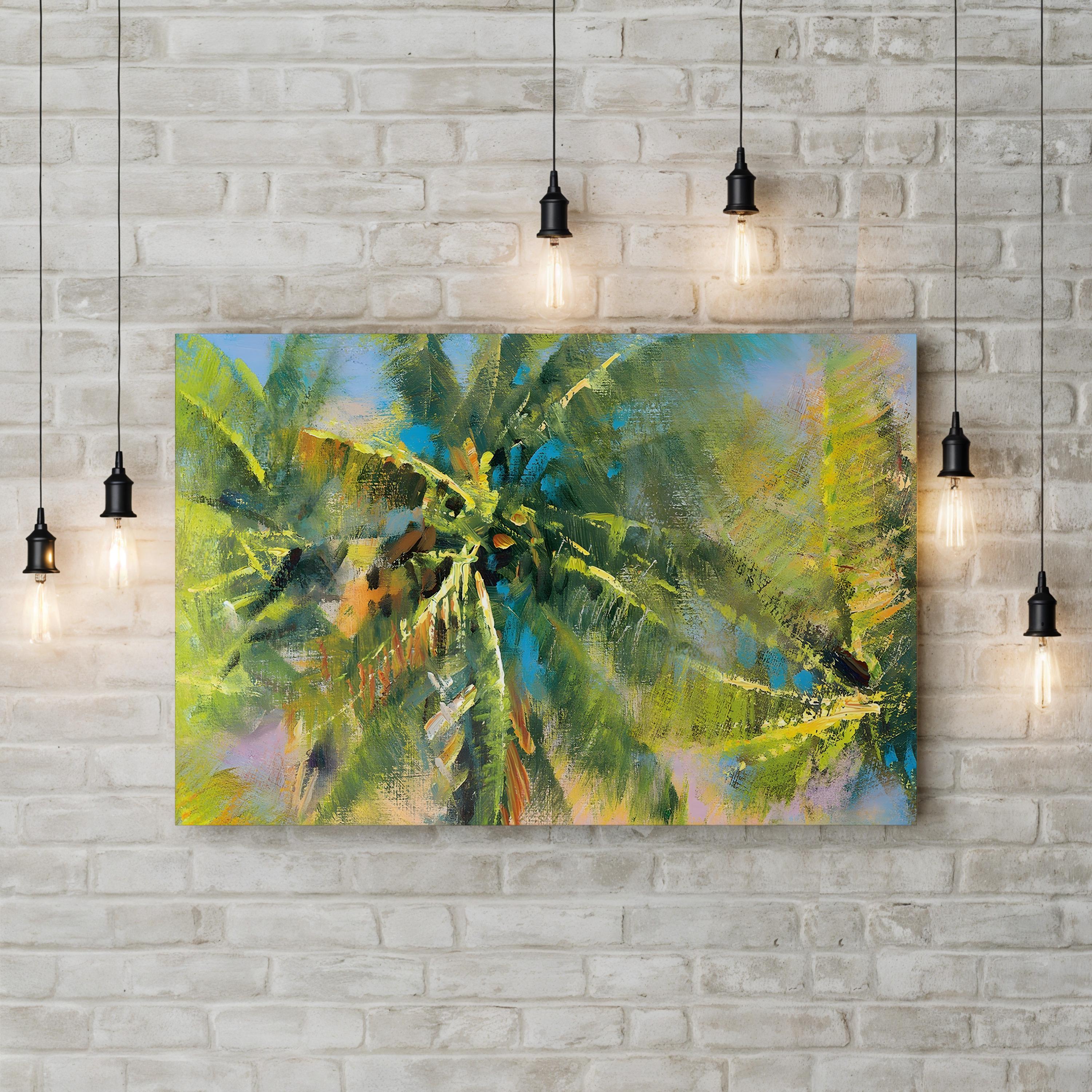 Tropical Palm Fronds Canvas Print: Vibrant Abstract Coastal Wall Art