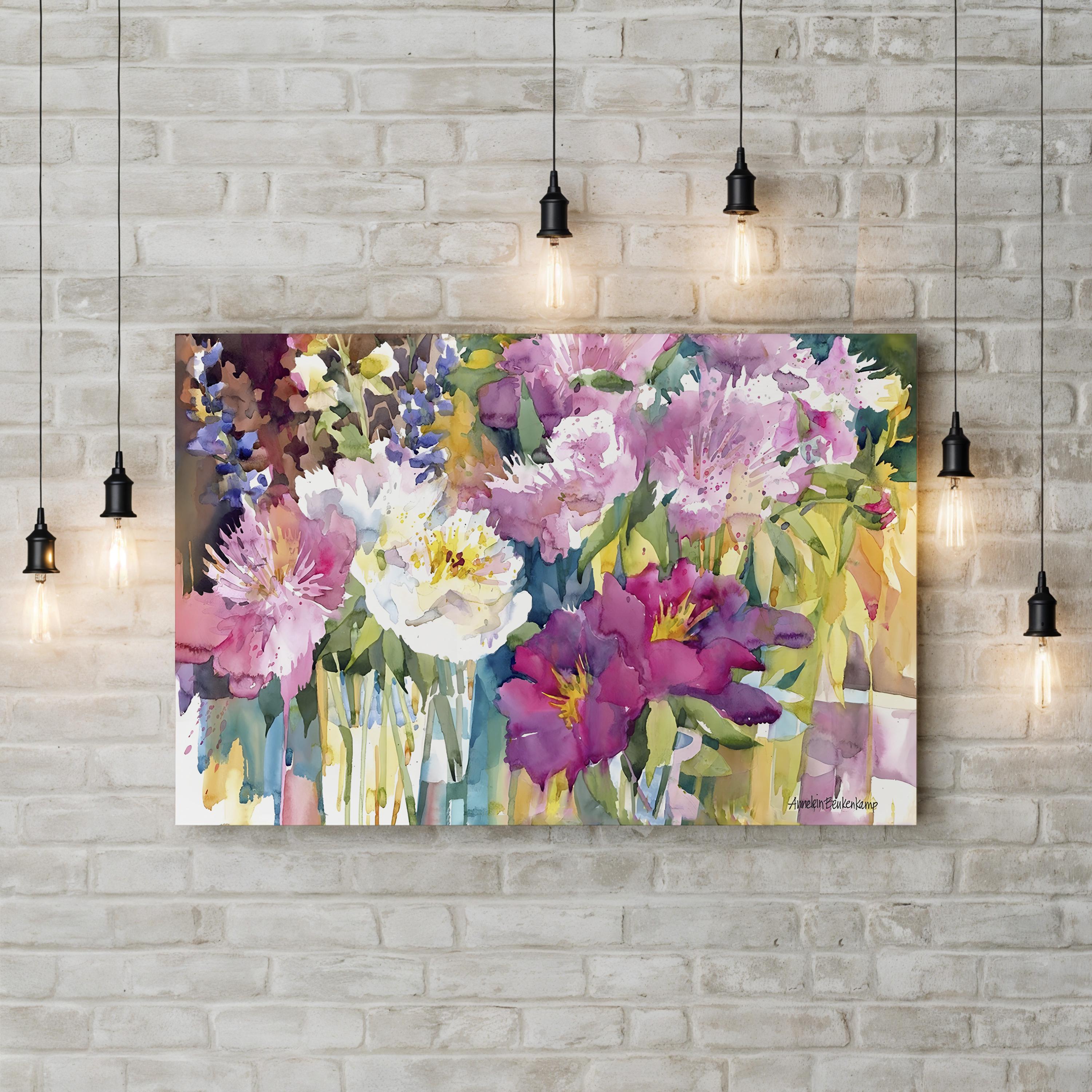 Plethora of Peonies – Contemporary Floral Watercolor Wall Art by Annelein Beukenkamp
