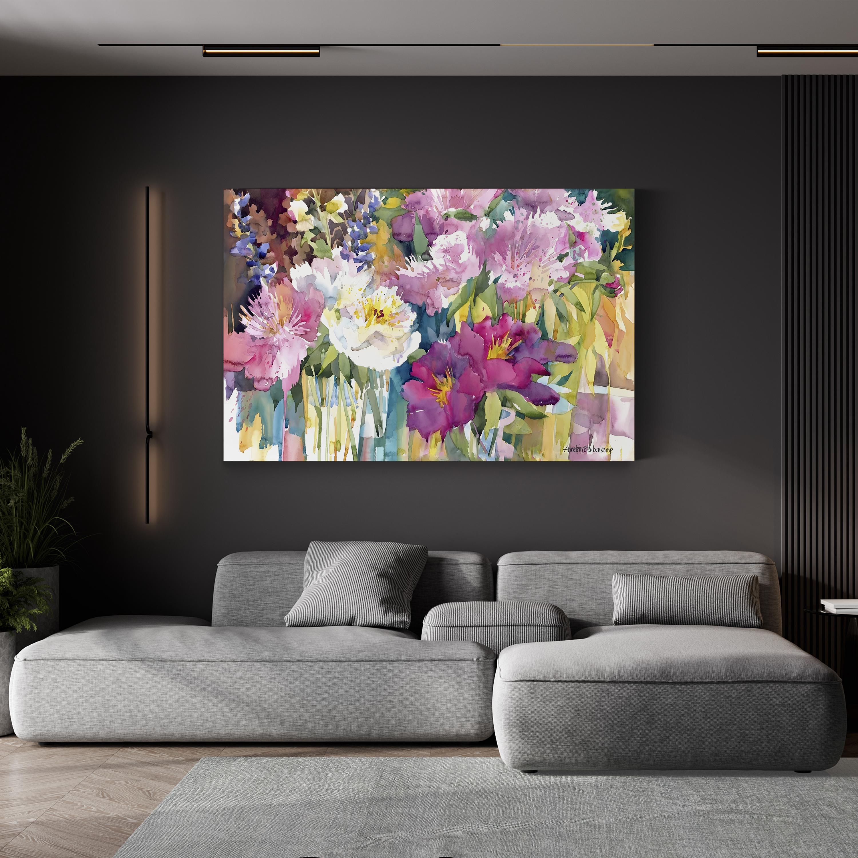 Plethora of Peonies – Contemporary Floral Watercolor Wall Art by Annelein Beukenkamp