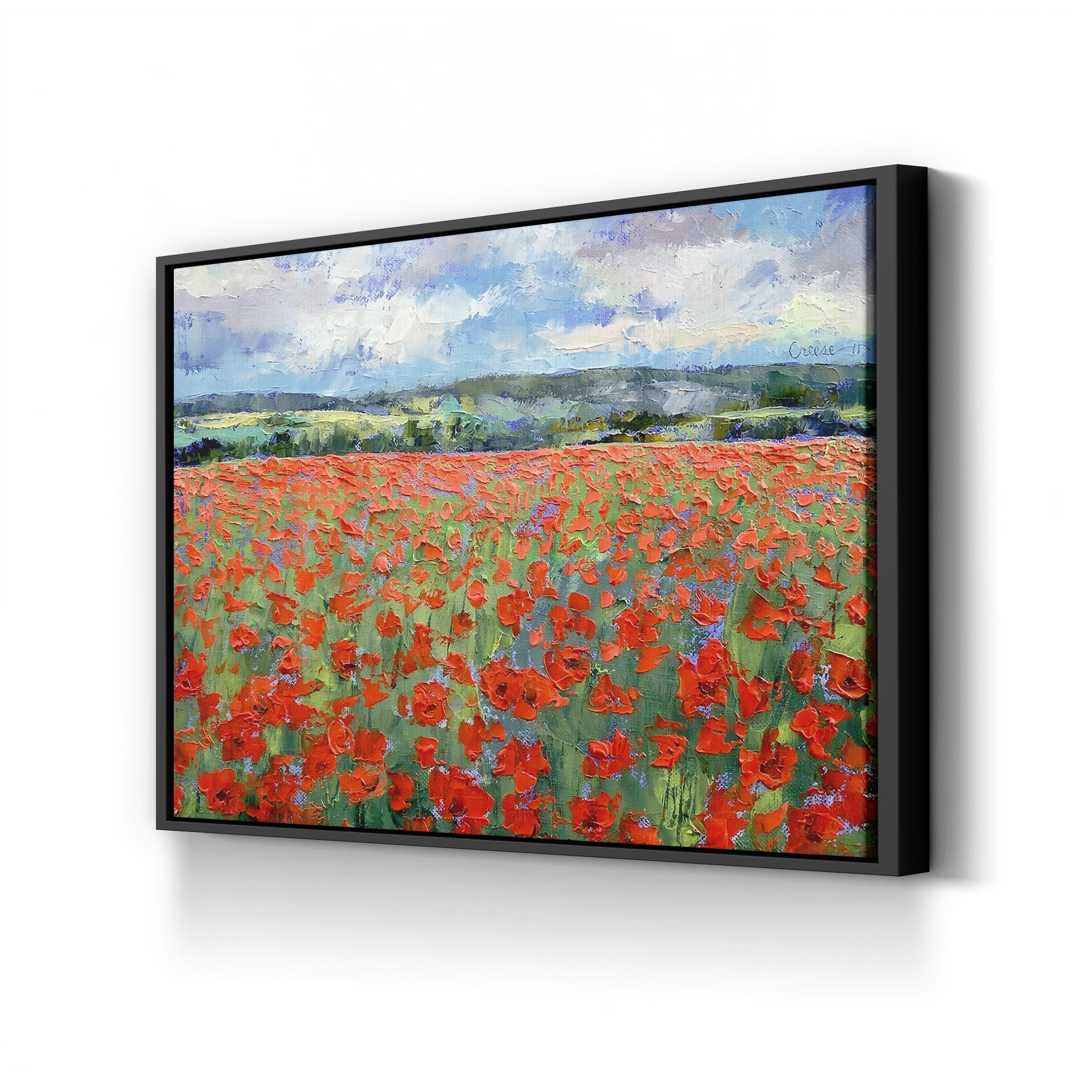 Poppies Wall Art – Contemporary Meadow Floral Landscape Canvas Print
