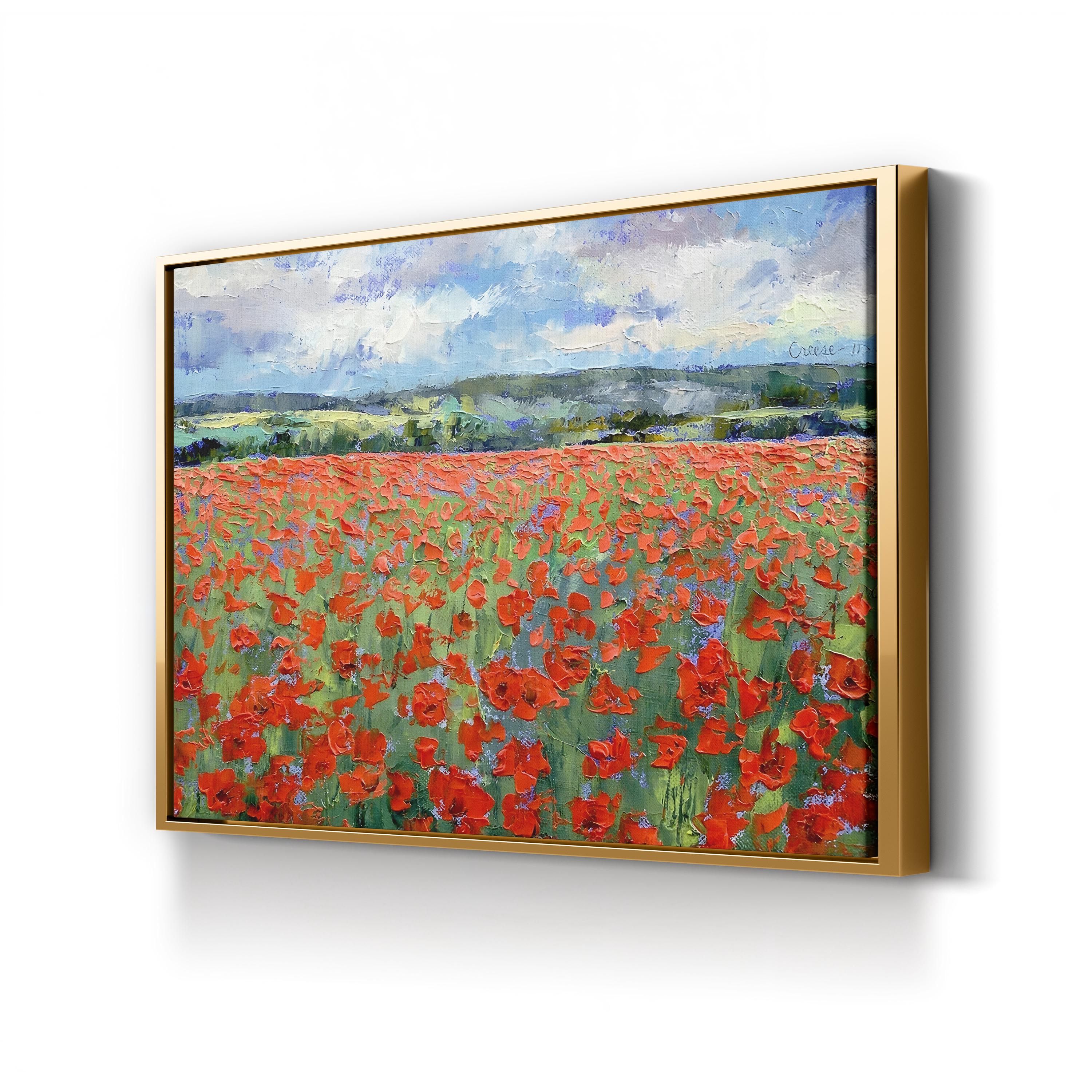 Poppies Wall Art – Contemporary Meadow Floral Landscape Canvas Print