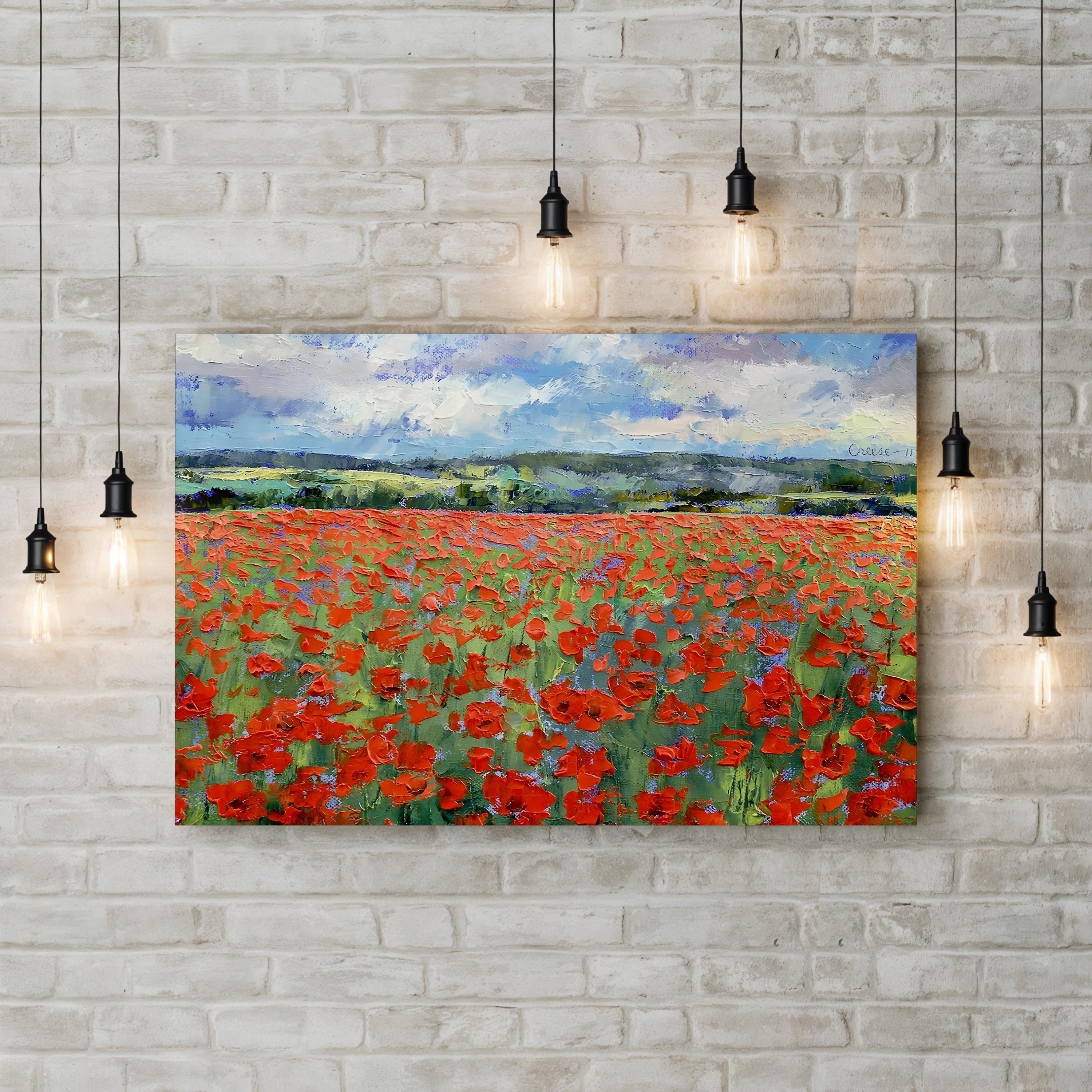 Poppies Wall Art – Contemporary Meadow Floral Landscape Canvas Print