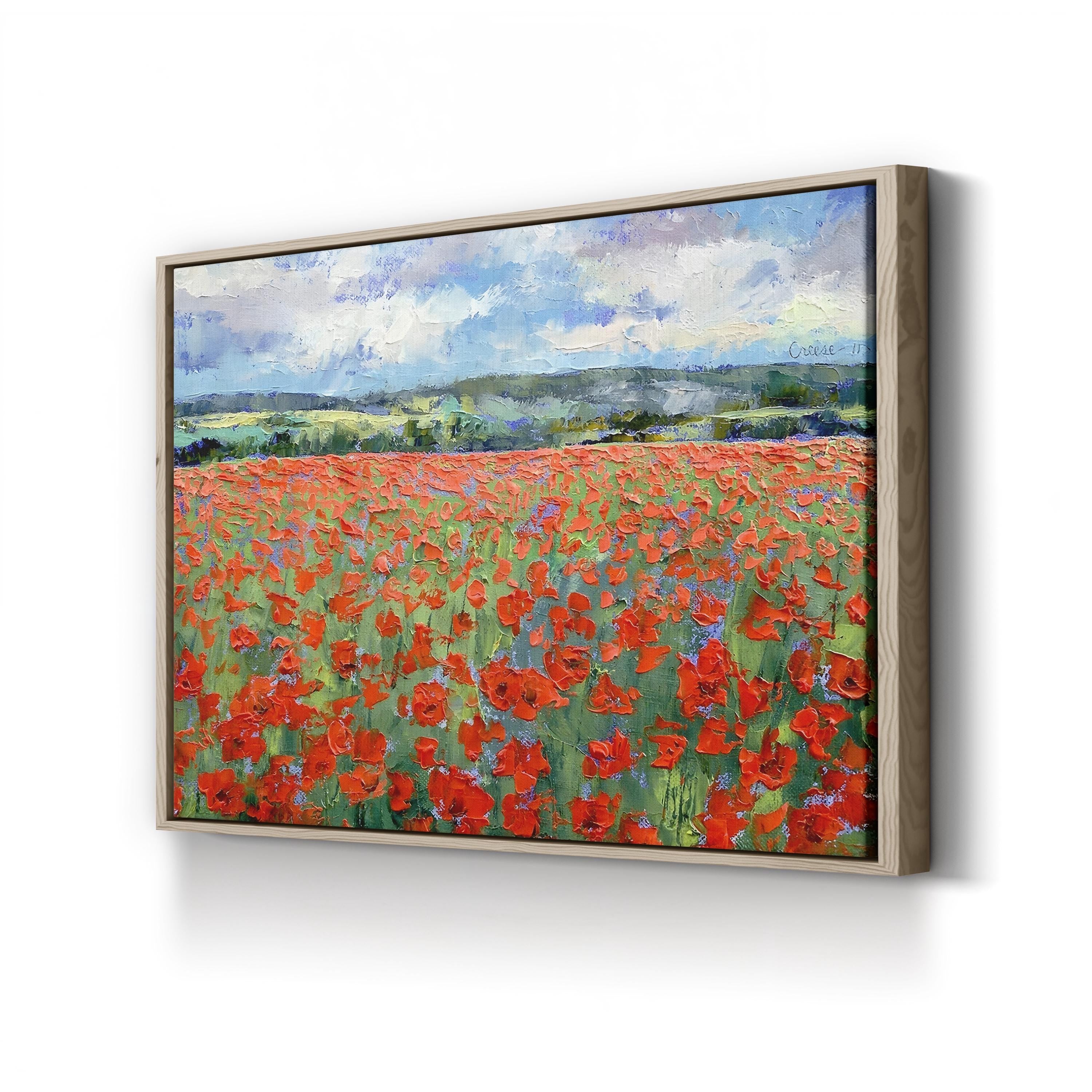 Poppies Wall Art – Contemporary Meadow Floral Landscape Canvas Print