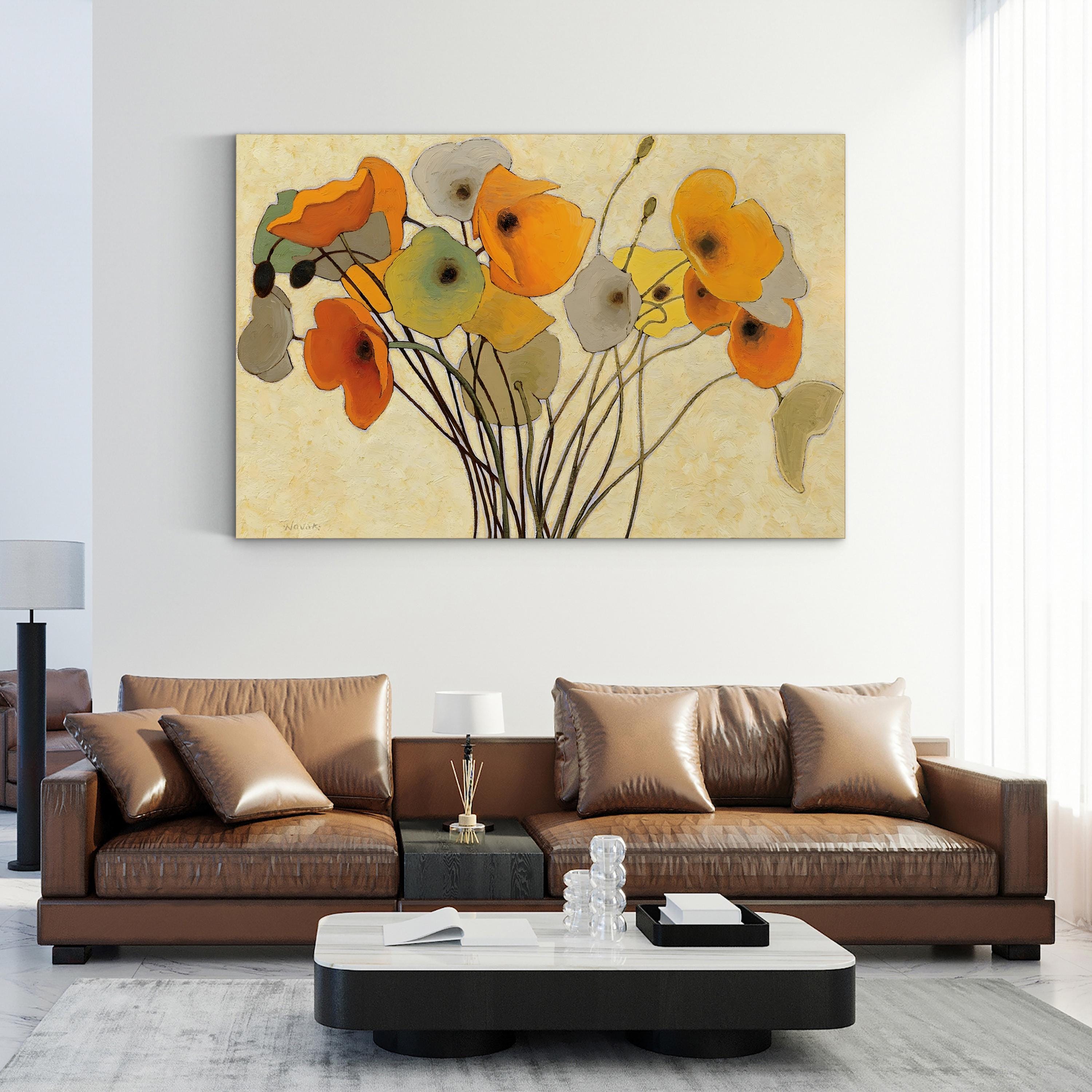 Contemporary Warm Floral Pumpkin Poppies I Wall Art by Shirley Novak