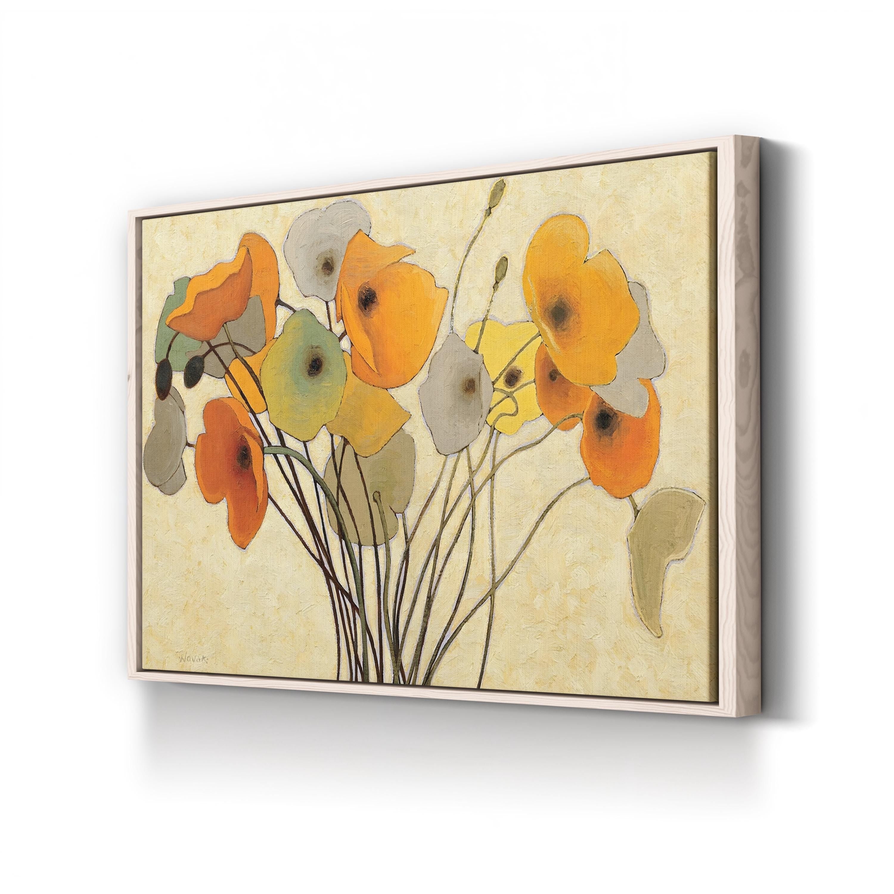 Contemporary Warm Floral Pumpkin Poppies I Wall Art by Shirley Novak
