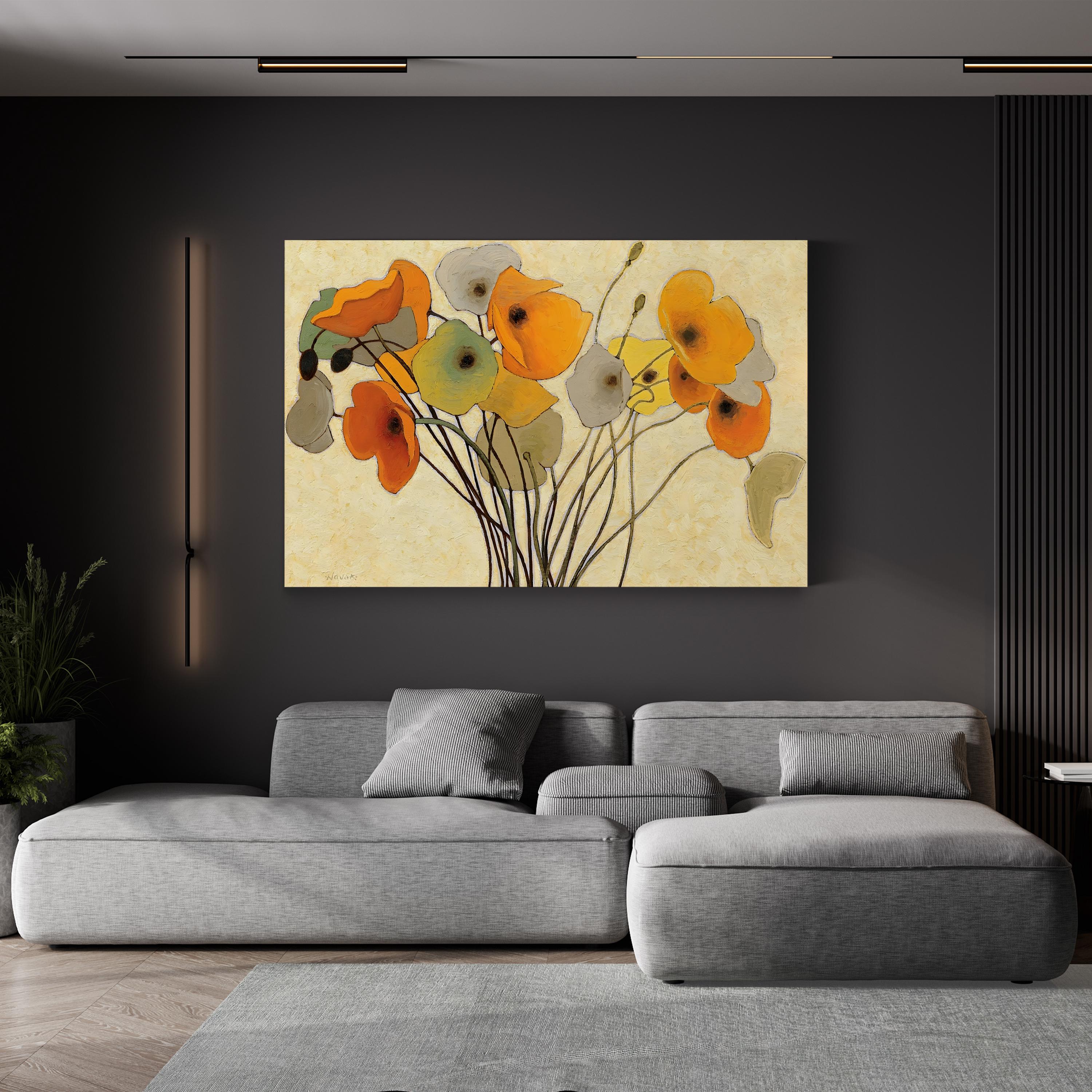 Contemporary Warm Floral Pumpkin Poppies I Wall Art by Shirley Novak