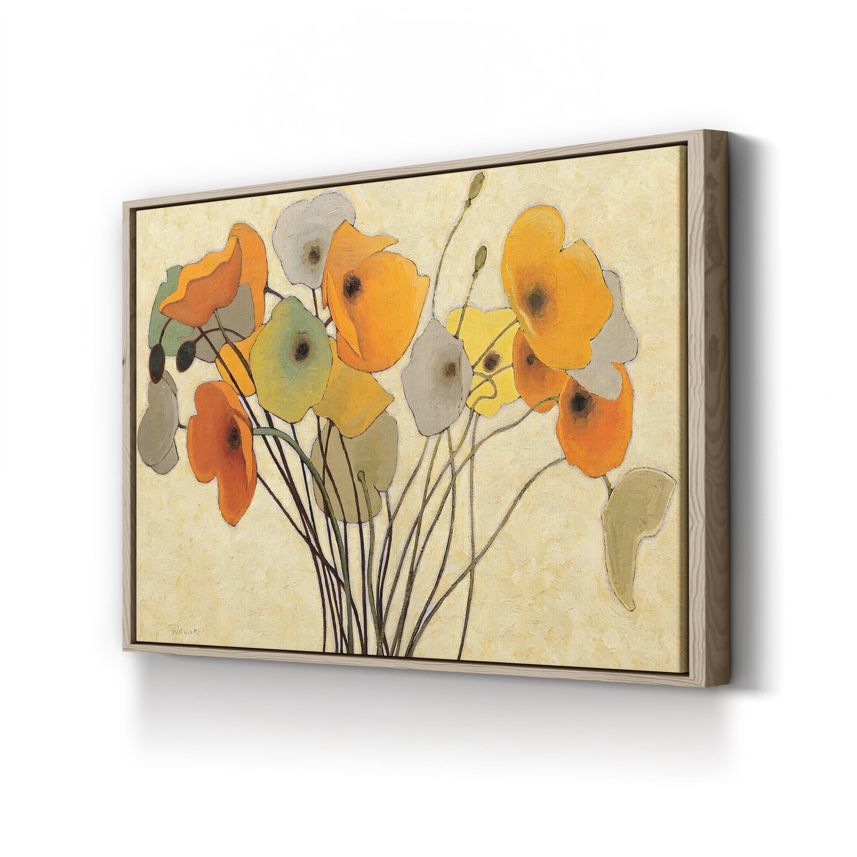 Contemporary Warm Floral Pumpkin Poppies I Wall Art by Shirley Novak