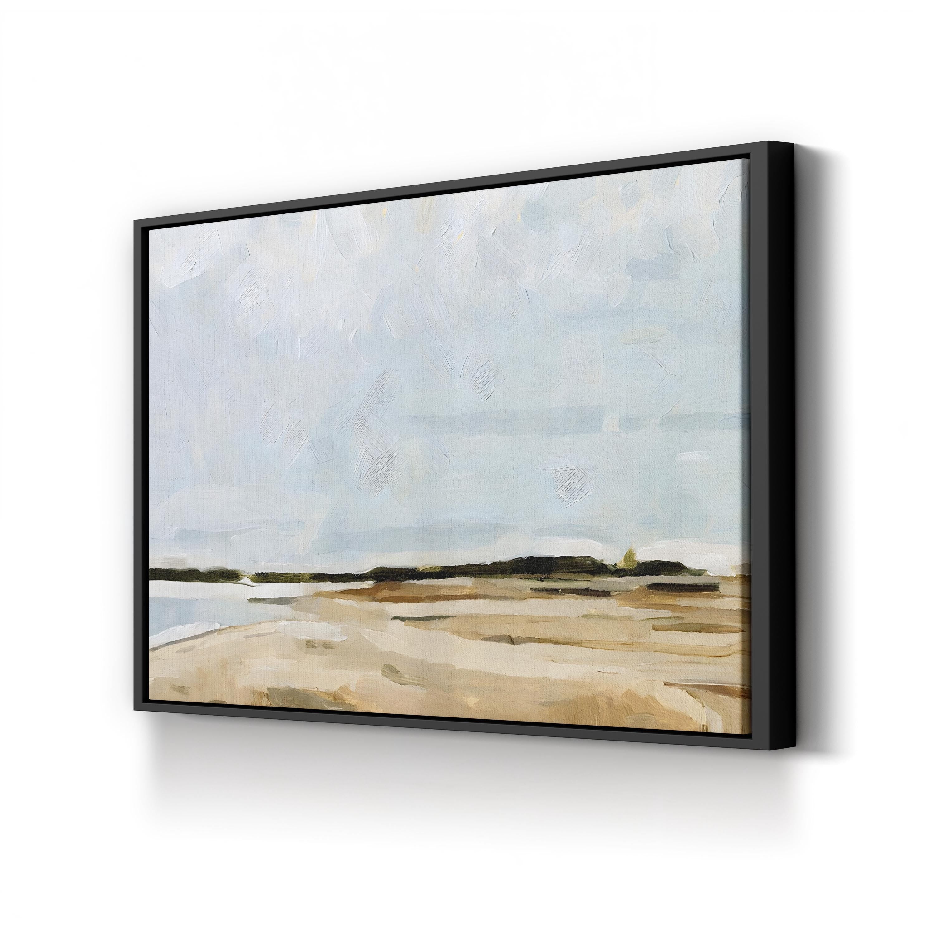 Coastal Canvas Art: Tranquil Seascape with Hand-Cut Wood Frame