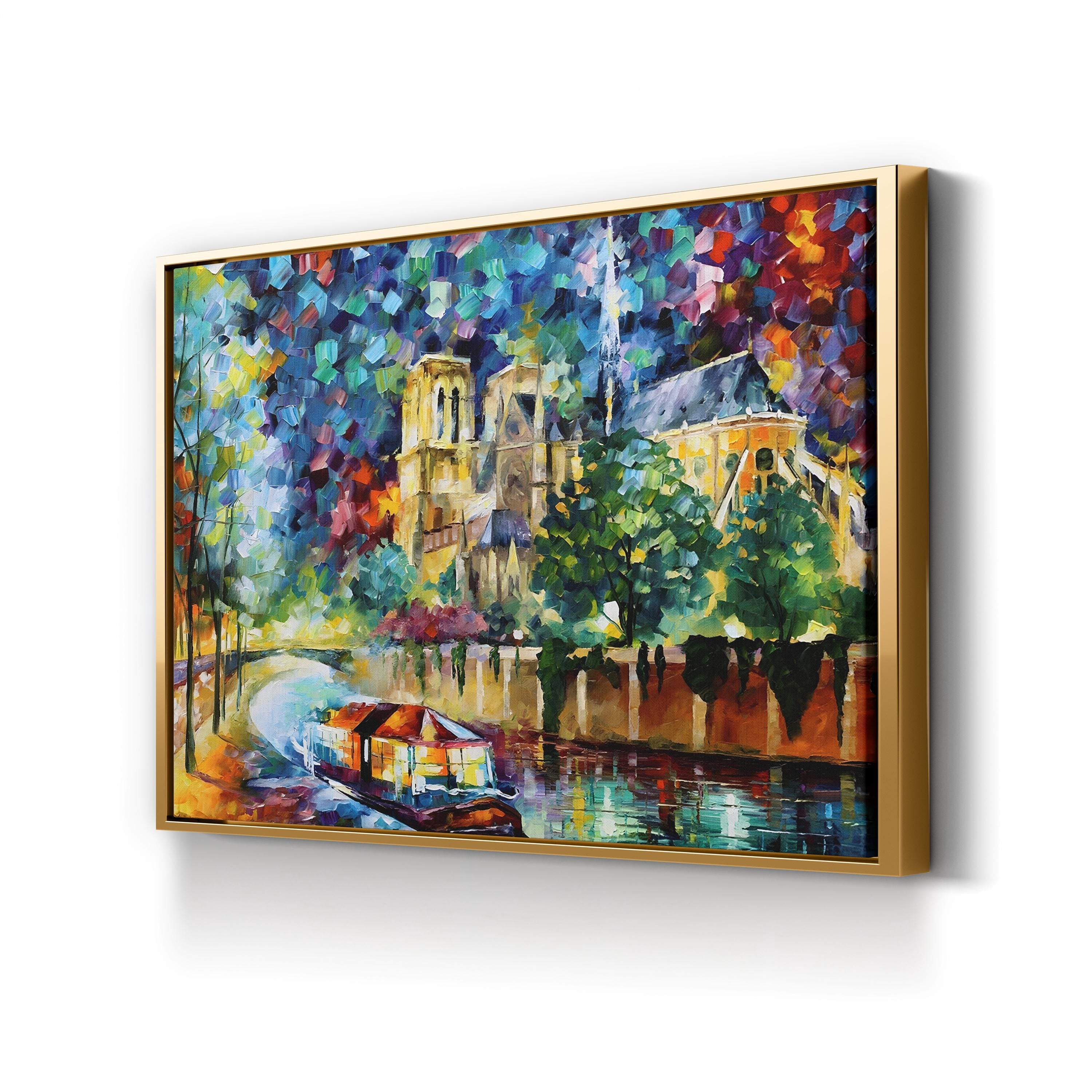 River in Paris – Contemporary Impressionist Cityscape Wall Art by Leonid Afremov