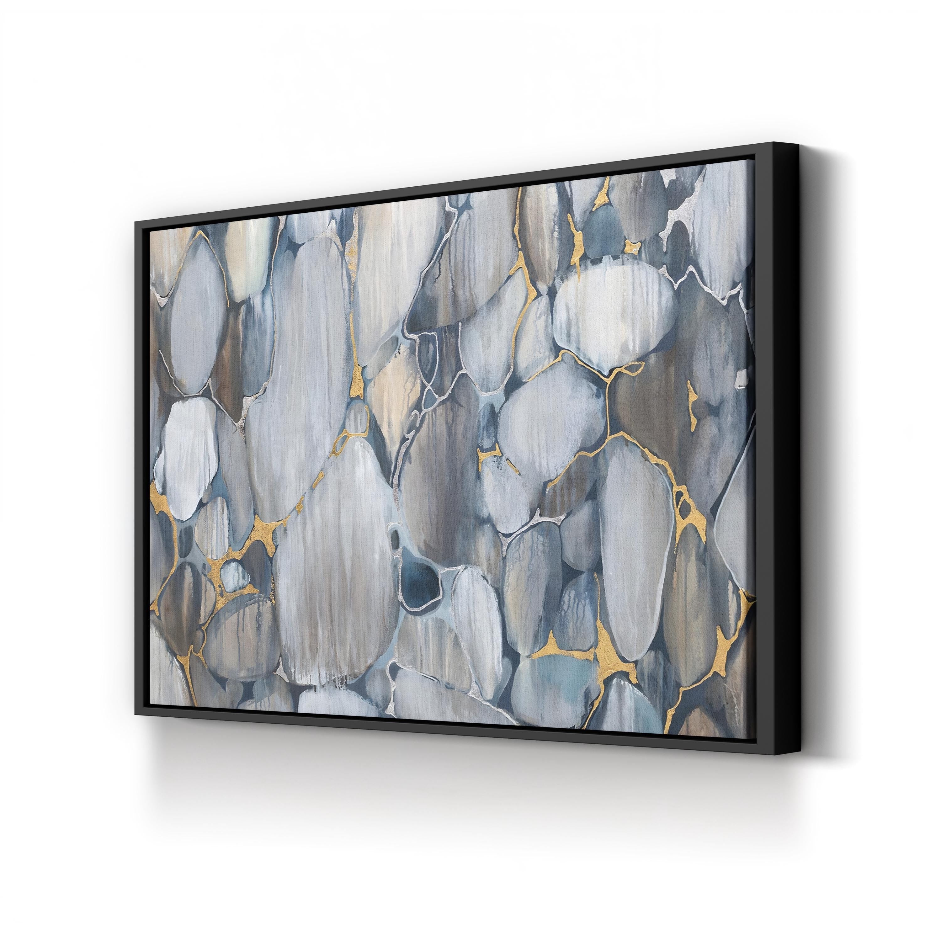 River Rocks Wall Art by Liz Jardine – Contemporary Abstract Stone Landscape Canvas Print