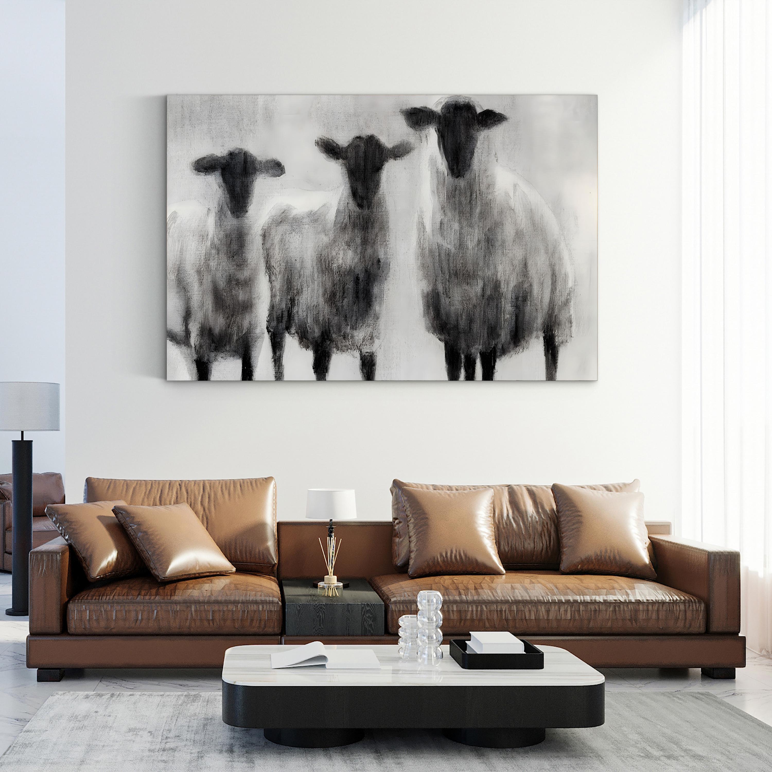 Rustic Sheep I – Contemporary Farm Animal Canvas Art by Ethan Harper