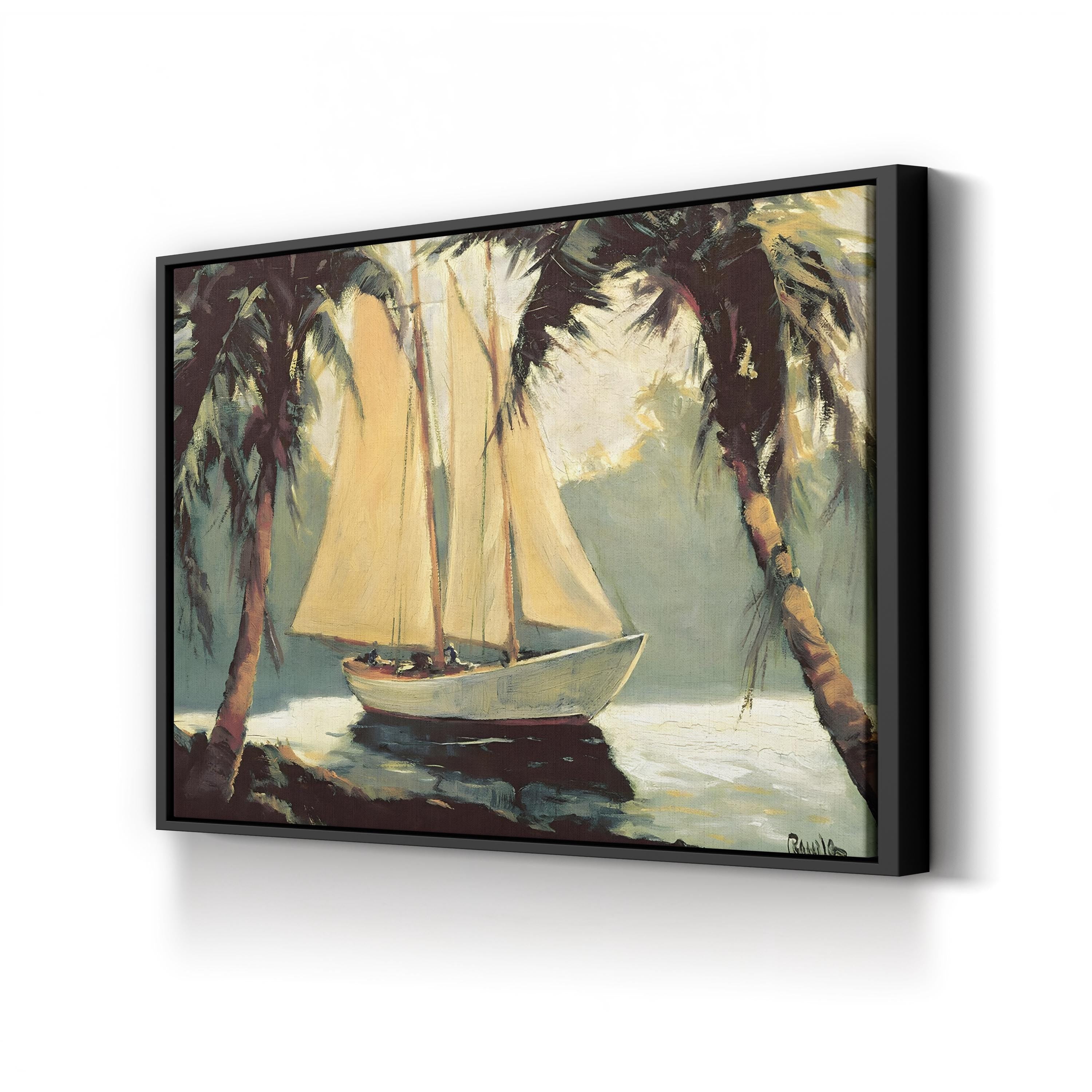 Sailboat, Santa Barbara Wall Art by Frederick Alexander Pawla – Coastal Nautical Landscape Canvas