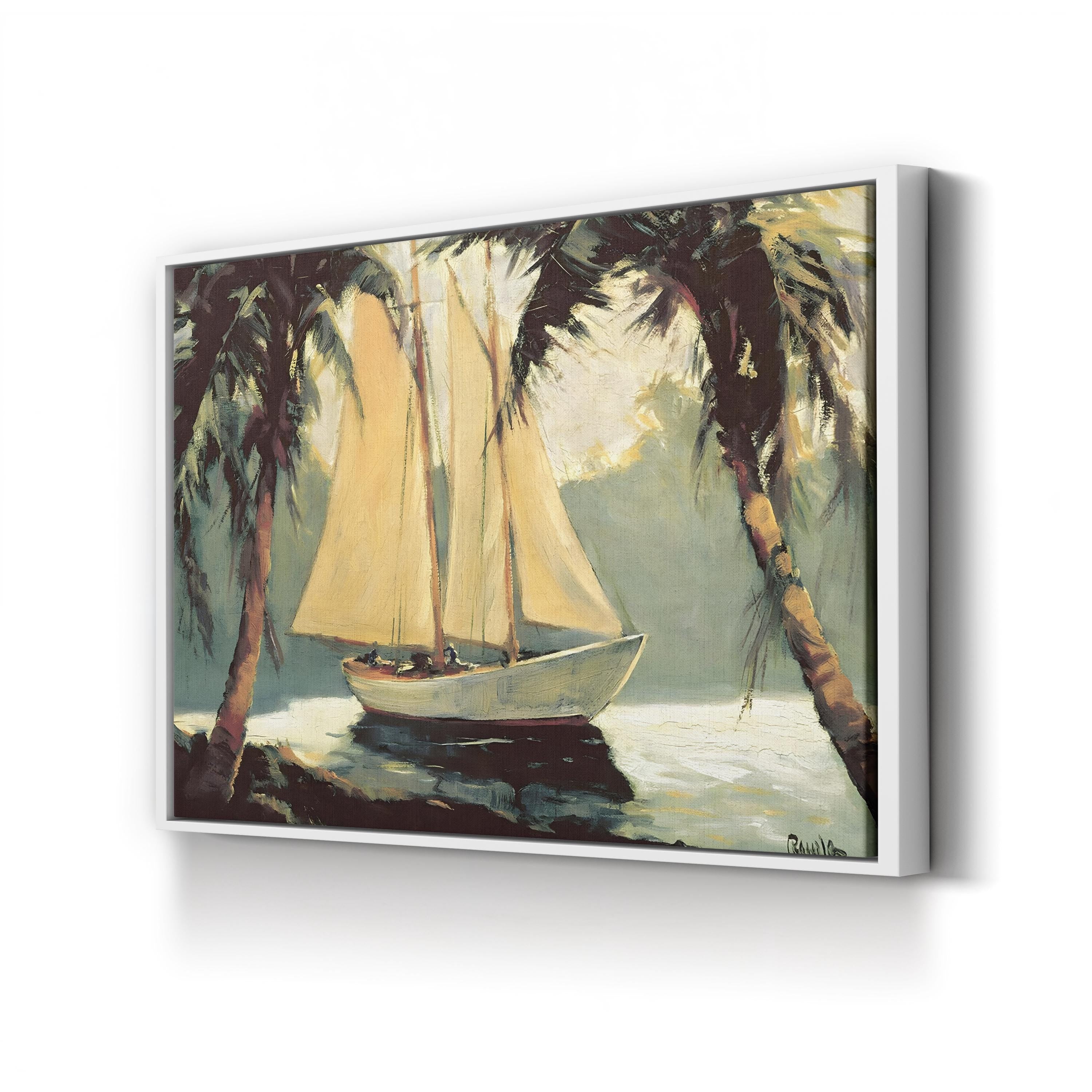 Sailboat, Santa Barbara Wall Art by Frederick Alexander Pawla – Coastal Nautical Landscape Canvas