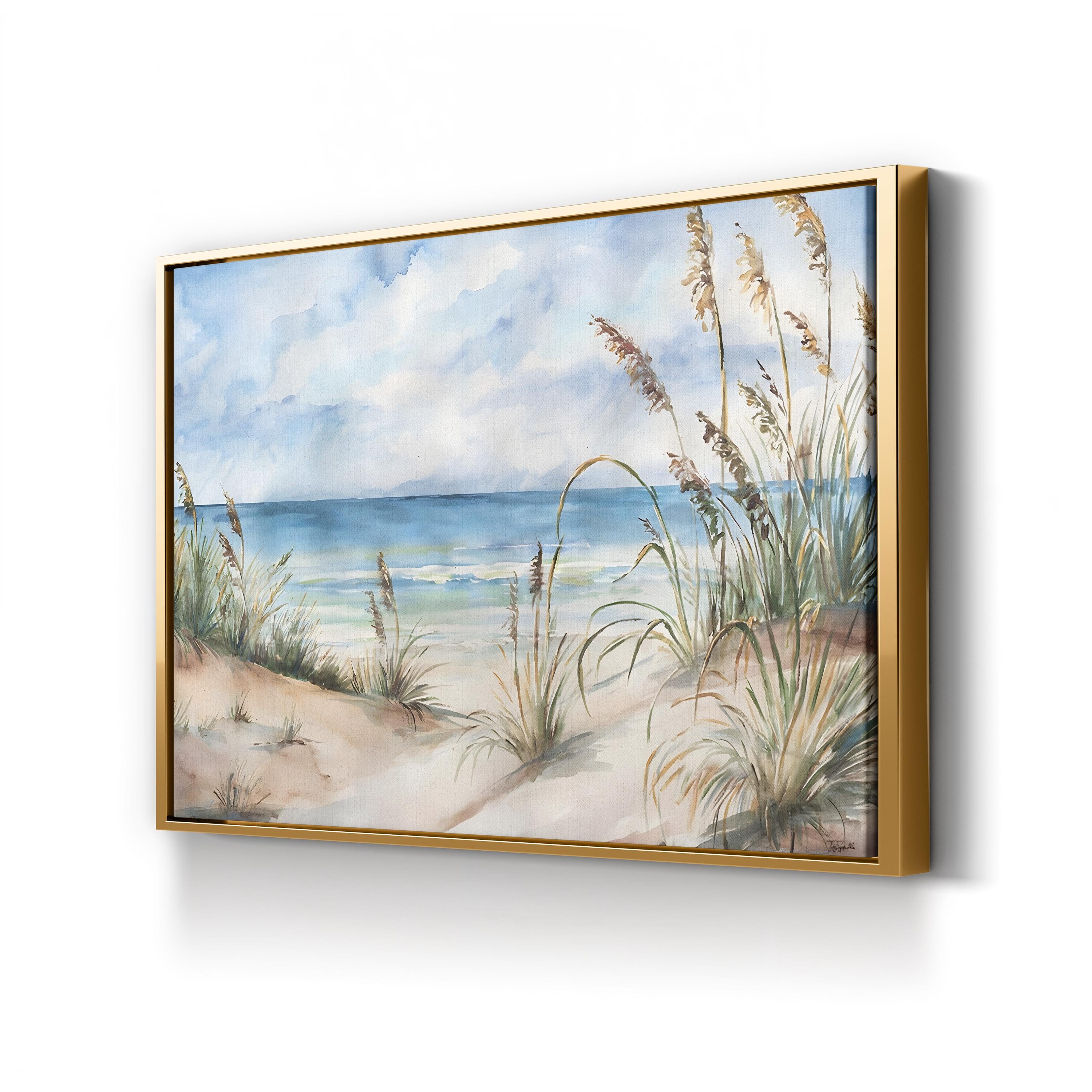 Seaview Landscape Wall Art by Tara Reed – Coastal Watercolor Beach Dunes Canvas Print
