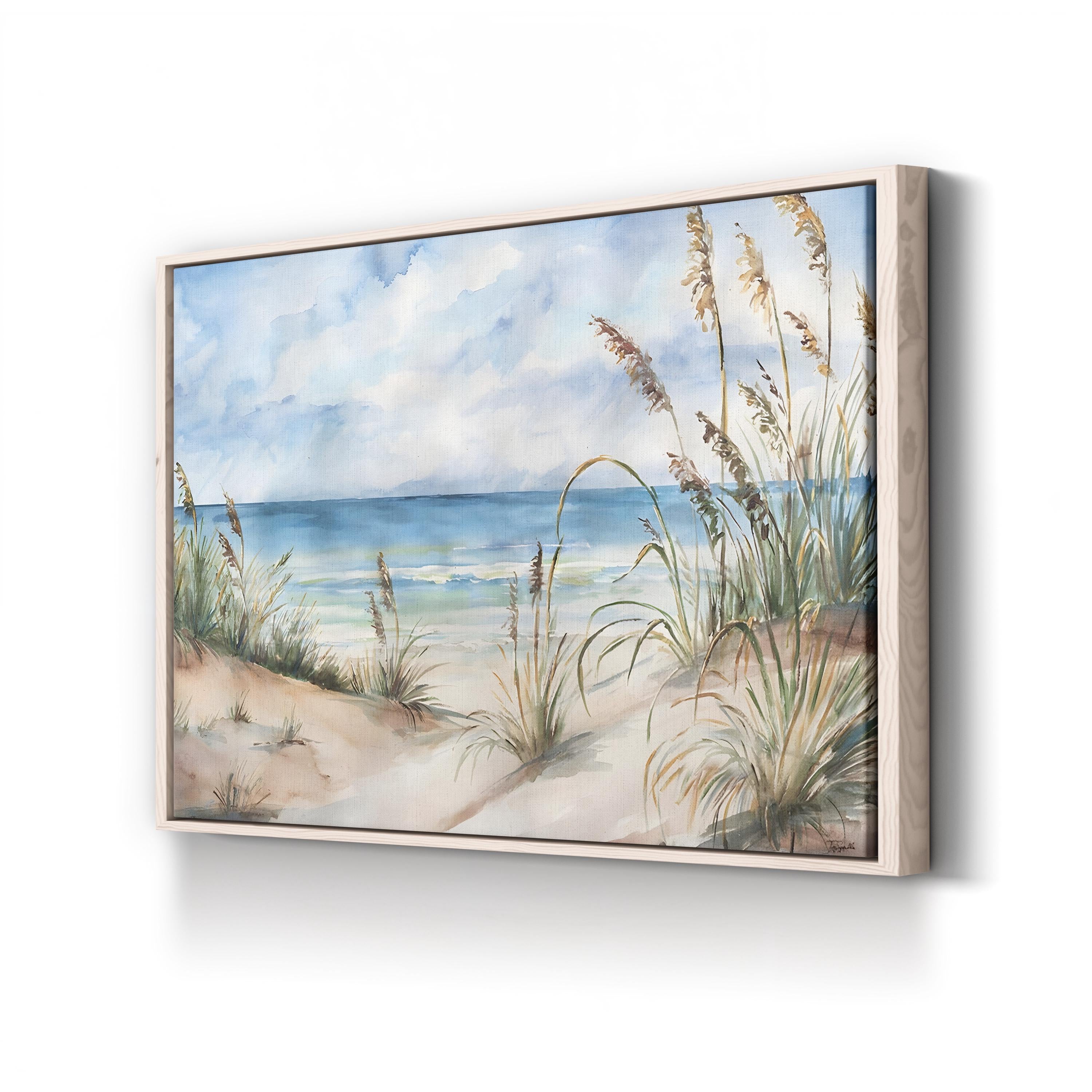 Seaview Landscape Wall Art by Tara Reed – Coastal Watercolor Beach Dunes Canvas Print