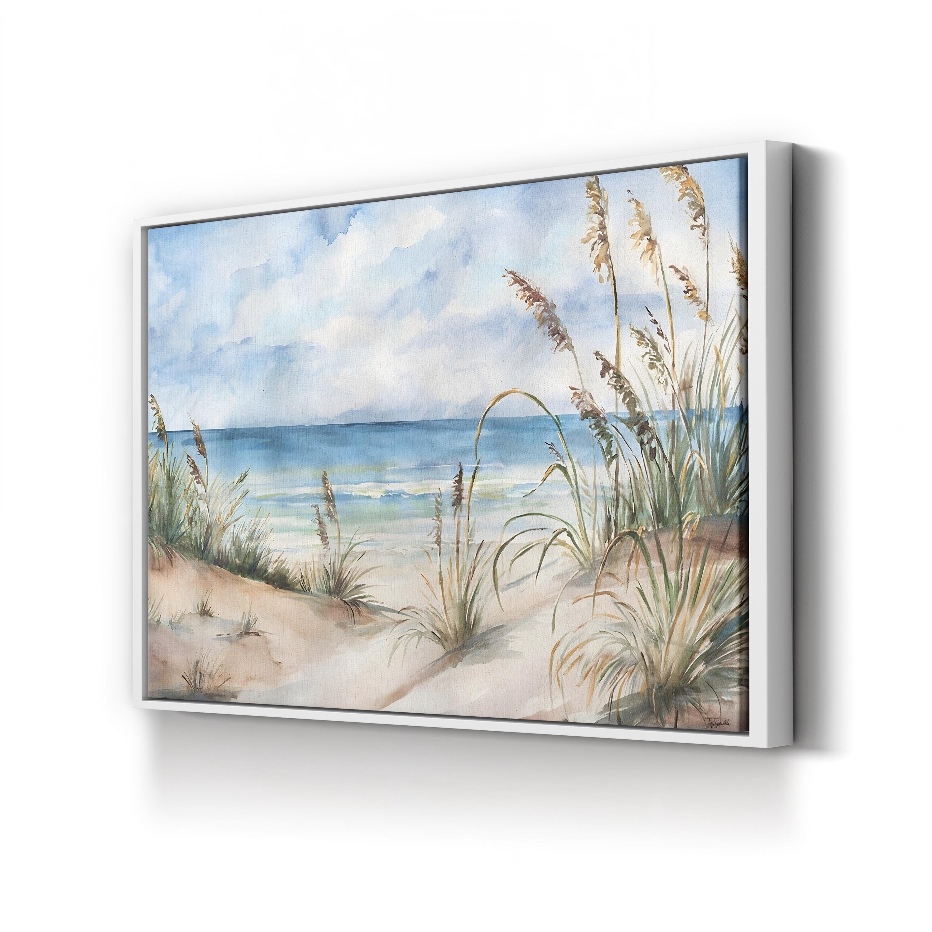 Seaview Landscape Wall Art by Tara Reed – Coastal Watercolor Beach Dunes Canvas Print