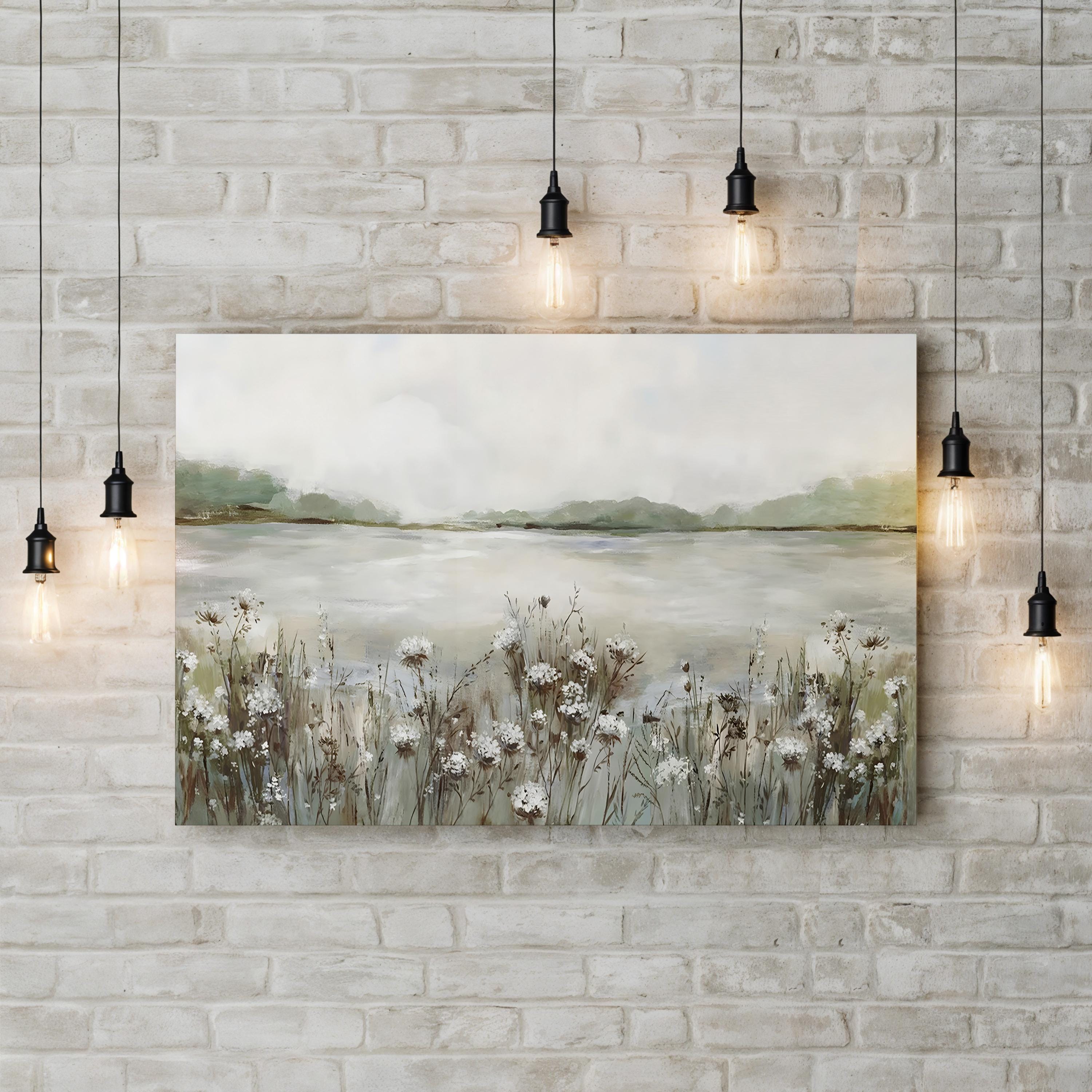 Secret Lake I Wall Art by Allison Pearce | Serene Abstract Lake Landscape Canvas Print