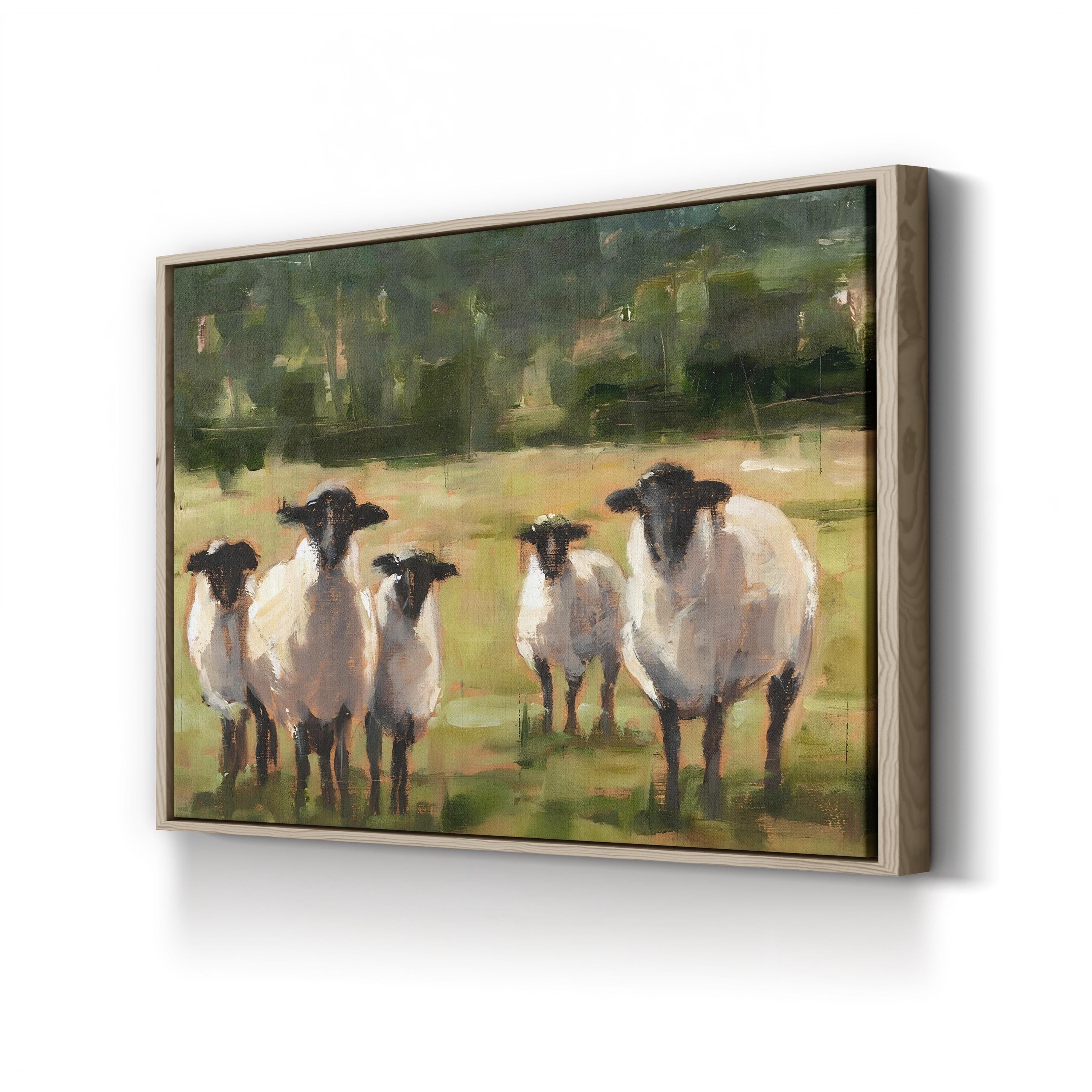 Sheep Family I Wall Art by Ethan Harper – Neutral Wildlife Farm Landscape Canvas Print